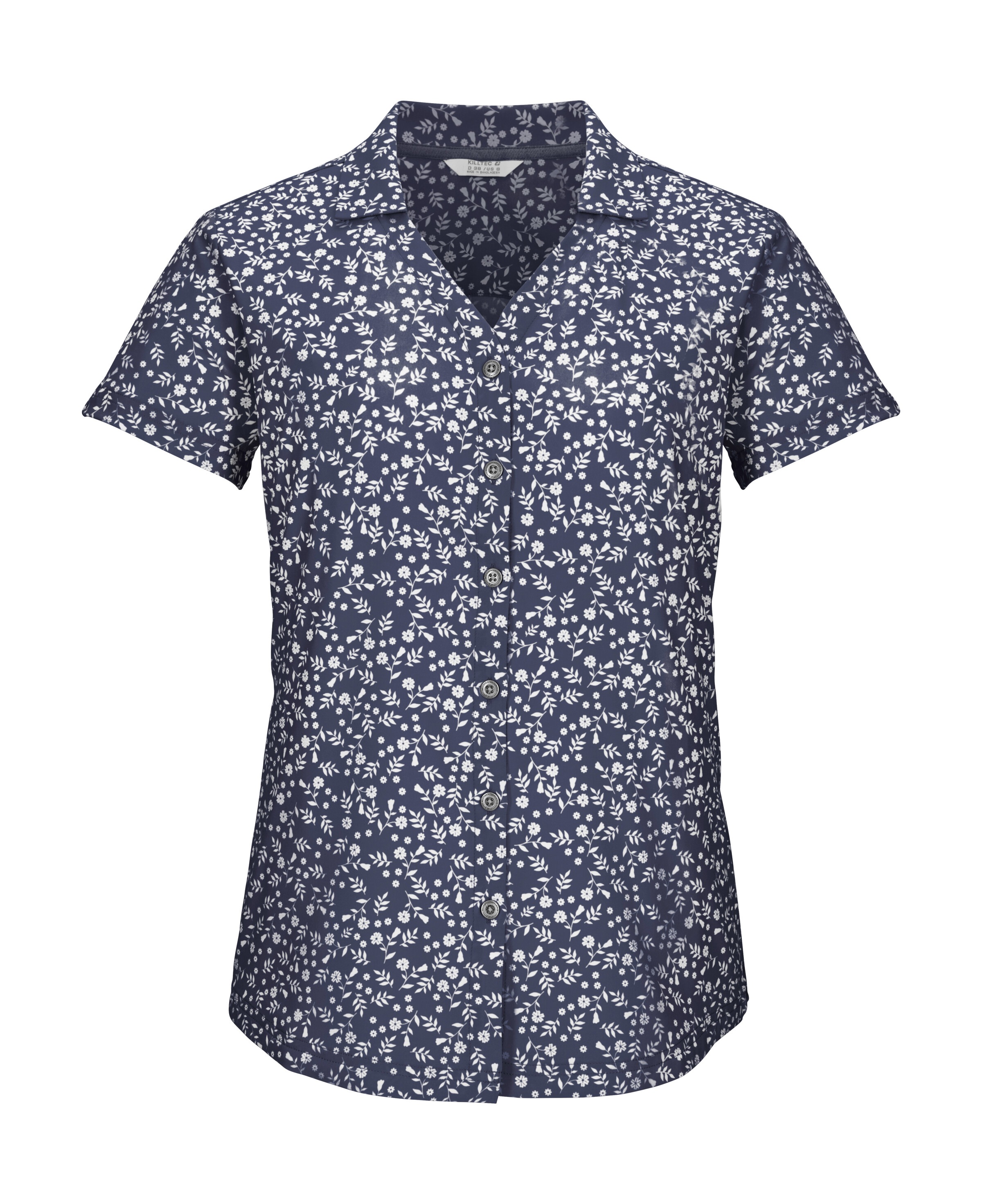 KILLTEC Damen Funktionshemd "KOS 86 WMN WVN SHRT", blau, Gr. 48, Obermaterial: 92% Polyester, 8% Elasthan, Hemden, Schnelltrocknende Damenbluse mit