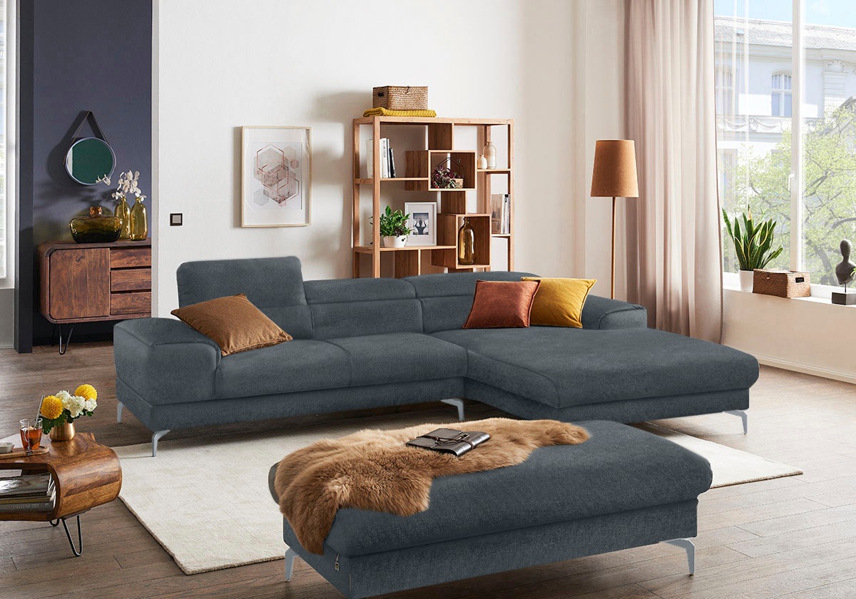 W.SCHILLIG Polsterhocker »piedroo, Designsofa mit tollem Sitzkomfort, bequem, L-Form«, Füße in Silber matt