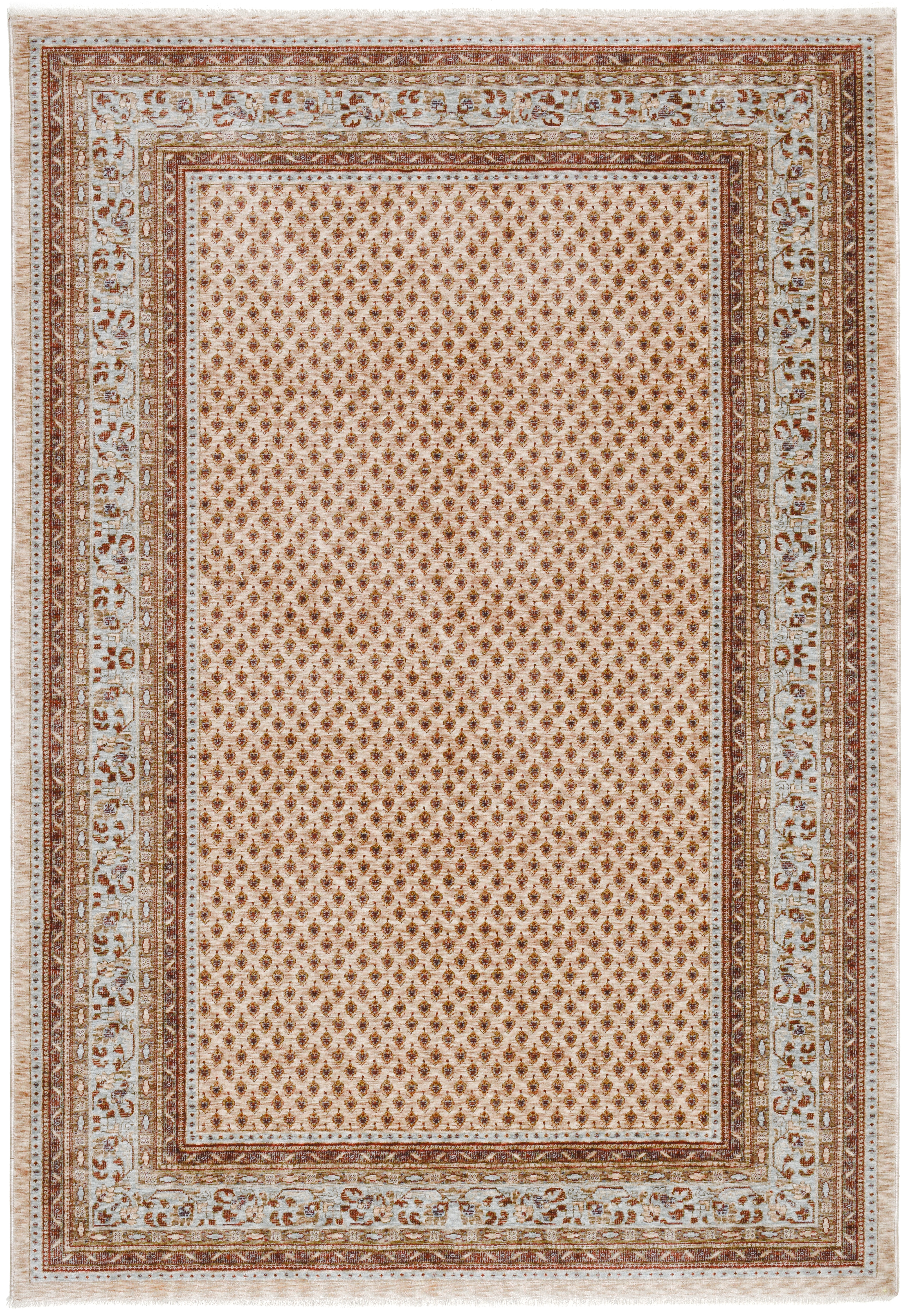 THEKO 1100000002199 "Mir" rechteckig 10 mm Höhe Kurzflor, Orient-Optik, mit Bordüre & Fransen, pflegeleicht