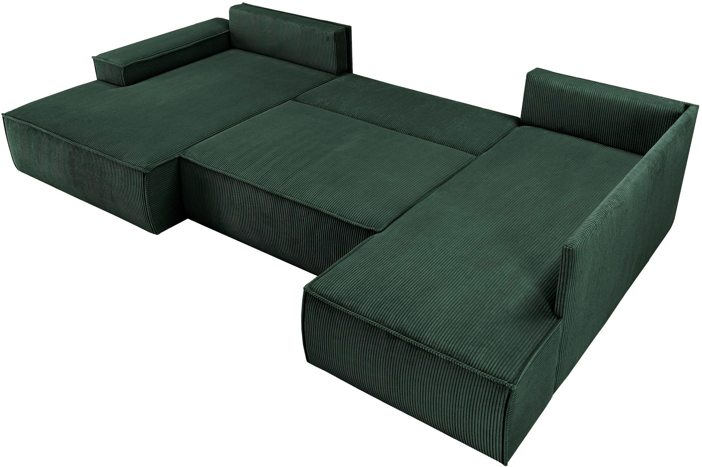 Home affaire Wohnlandschaft »SHERWOOD 329 cm, U-Form, Schlafsofa,«, Schlaffunktion m. Bettkasten (194x139 cm), Cord, Vintage, Samtvelours