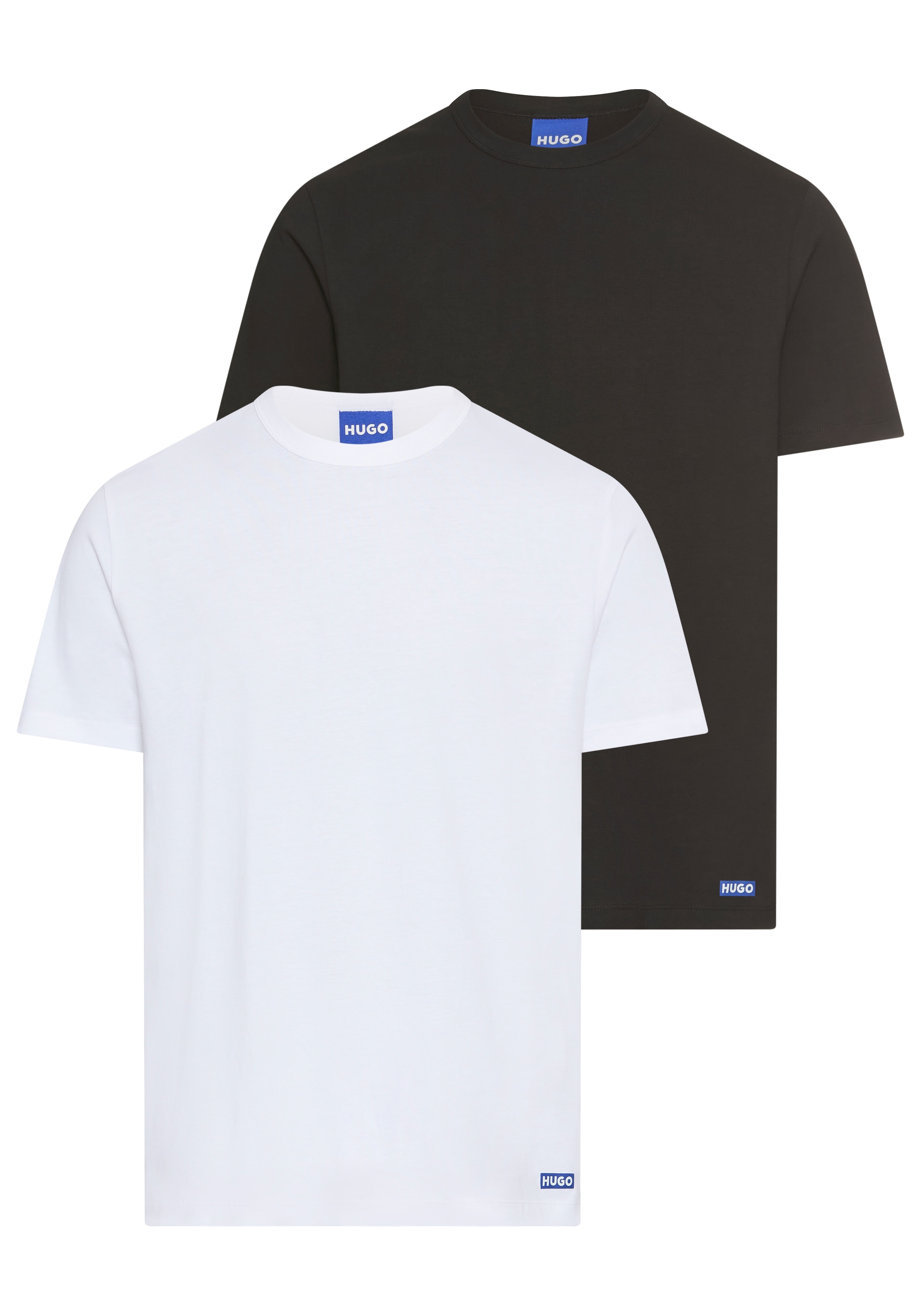 HUGO Blue T-Shirt "BLUE Naolo" Packung, 2 Stk. mit Markenlabel am Saum günstig online kaufen