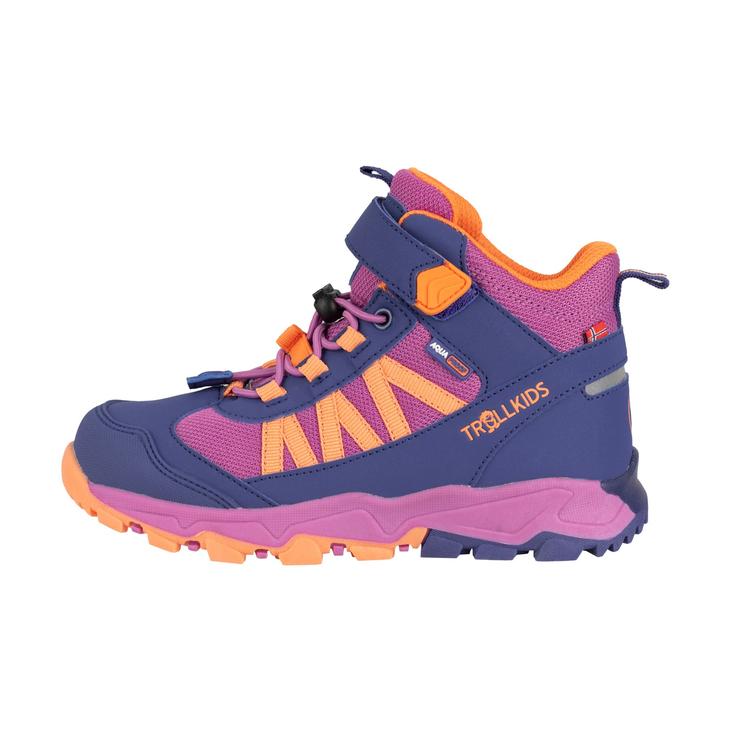 TROLLKIDS Kids Tronfjell Hiker Mid Hiking Shoe Violet Blue/Pink 33
