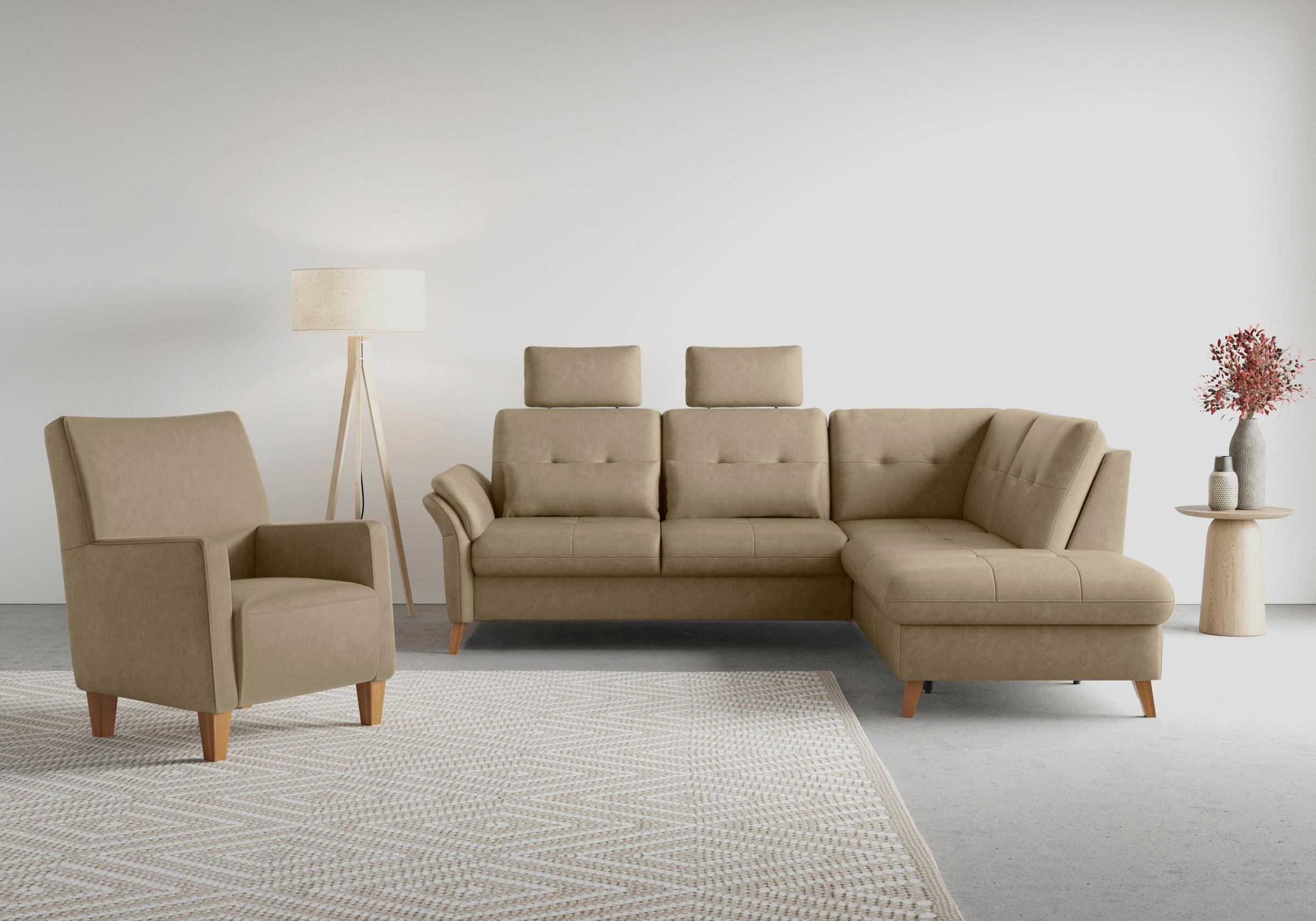 sit&more Ecksofa »Göteborg«, inkl. Sitztiefenverstellung, wahlweise mit Bettfunktion & Bettkasten