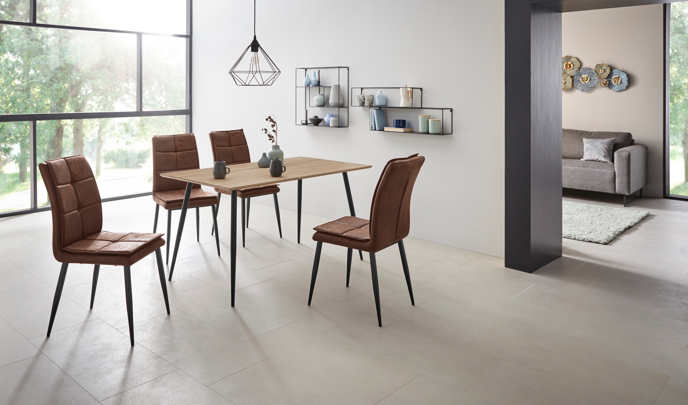 OTTO home "Dino + Lima" 5 Stk. tlg. Set, 5-tlg, Tisch in Eiche Optik und 4 Esszimmerstühlen