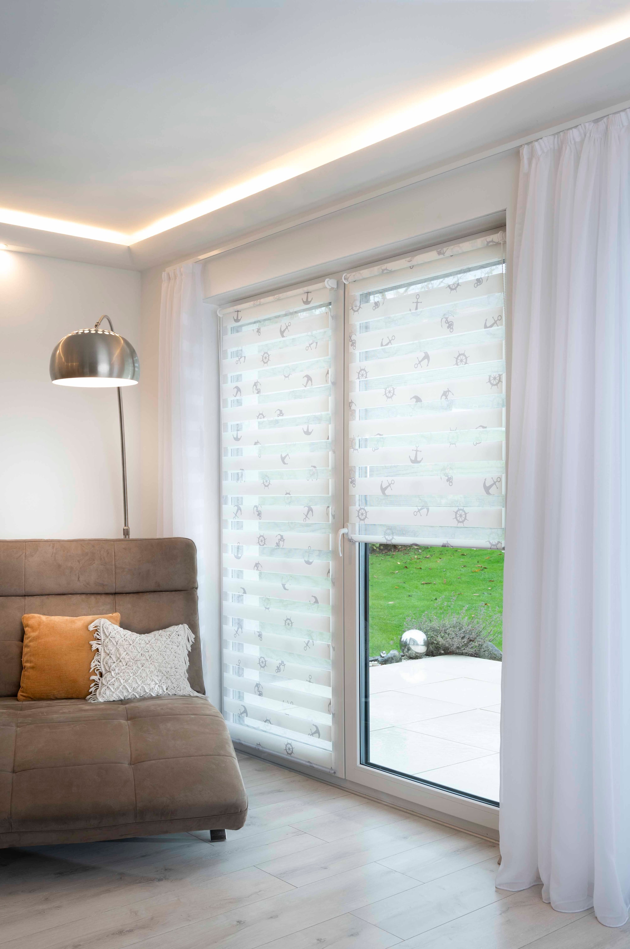 K-HOME Doppelrollo »Doppelrollo MARITIM bedruckt« Lichtschutz Sichtschutz ohne Bohren freihängend Klemmfix, bedruckt