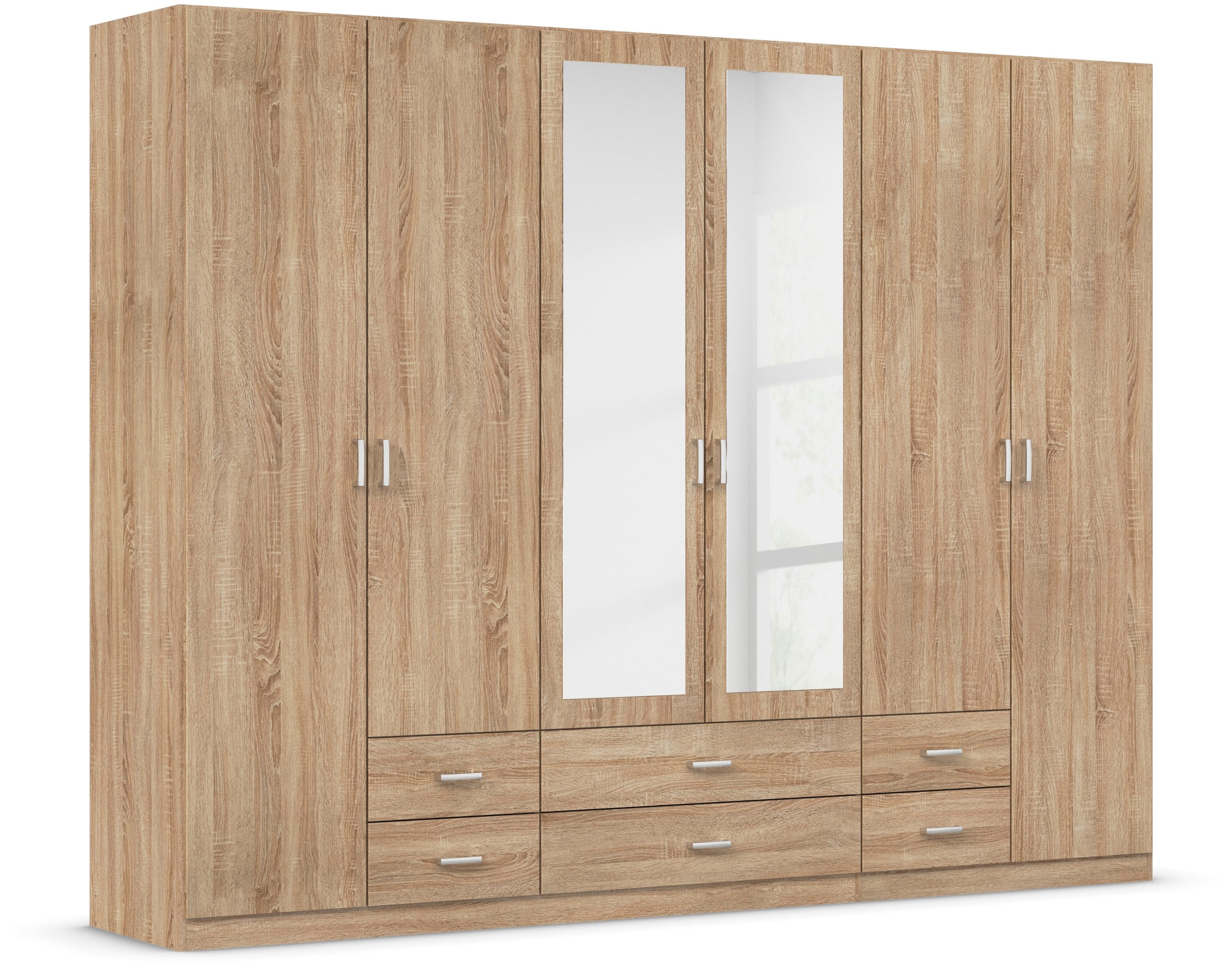 rauch Kleiderschrank "Schrank Garderobe Ankleide GAMMA Breiten 91/136/181/226/271/315/360 cm" in 3 Ausstattungen BASIC/CLASSIC/PREMIUM (inkl. SOFT-CLOSE-Funktion), verschiedene Griff-Varianten, mit Spiegel TOPSELLER MADE IN GERMANY