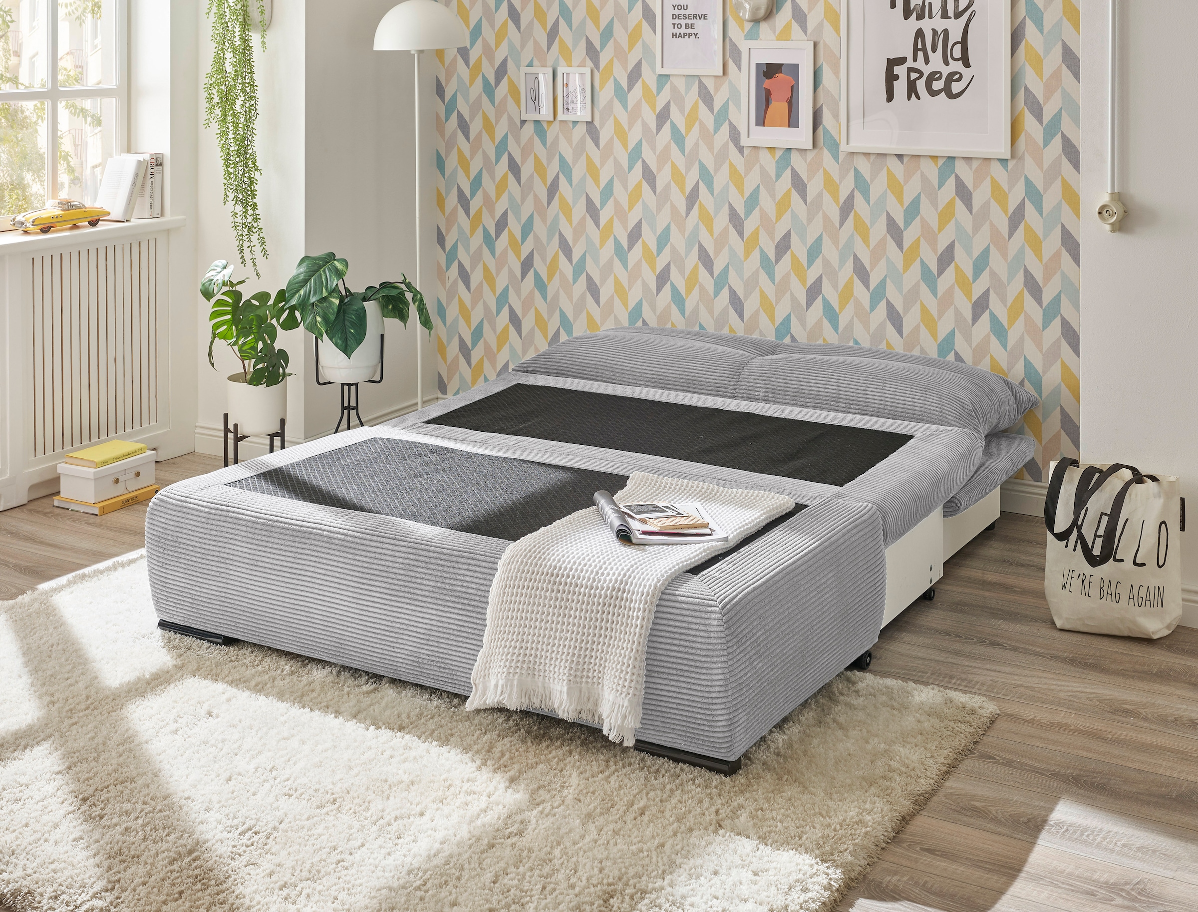 ED EXCITING DESIGN Schlafsofa »Charlie«, Schlafsessel mit Bettkasten & 1 Rückenkissen