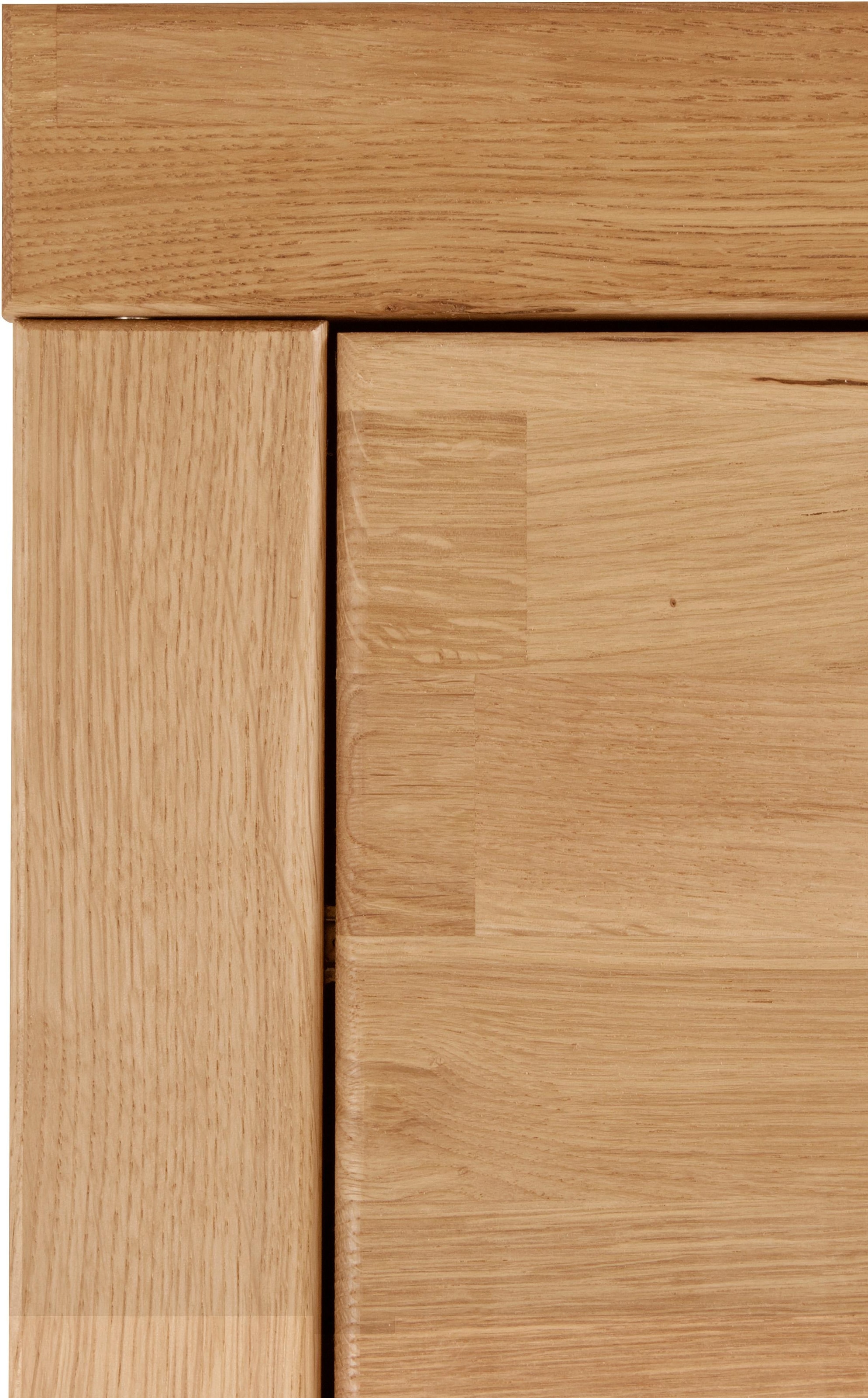 Home affaire Wohnwand »Ribe,Fronten Massivholz,Korpus Holzwekstoff,viel Stauraum«, (Set, 5 St.), Glaseinsatz aus gehärtetem Glas,Böden teilweise versetzbar