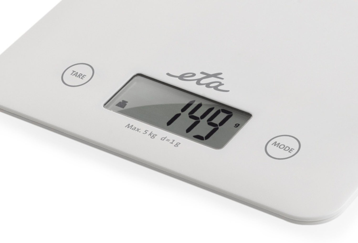 eta Küchenwaage »ETA277790000 Lori weiß«, (1 tlg.), bis 5kg, Genauigkeit 1g, LCD-Display, TARE