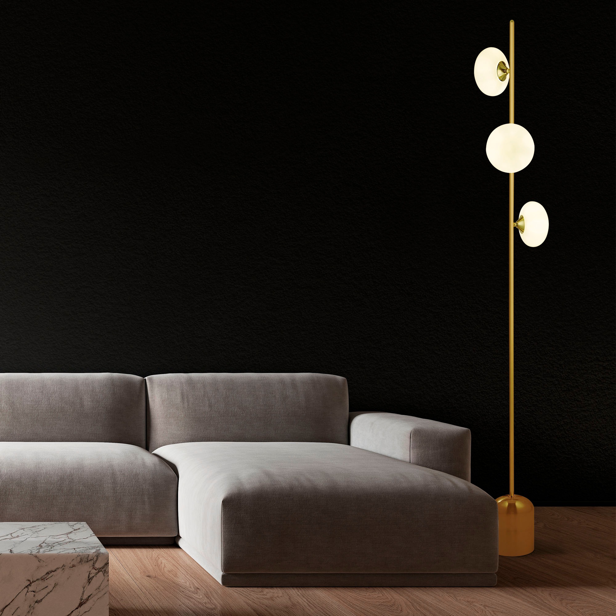 Searchlight Stehlampe »Pebble 3Lt Floor Lamp - Gold Metal & Opal Glass« G9 1 Stk.