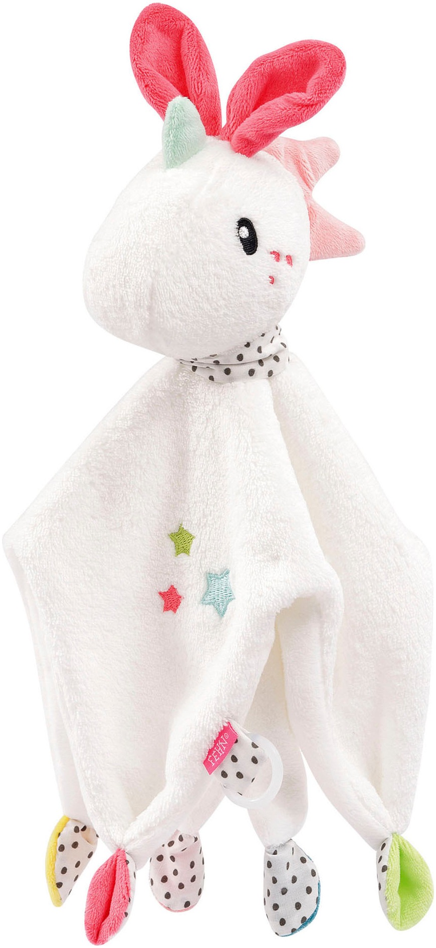 Schmusetuch FEHN "Aiko & Yuki, Einhorn", Baby, rosa (weiß, rosa), Plüsch, Softvelour, Schnuffeltücher, mit Befestigungsring für Schnuller