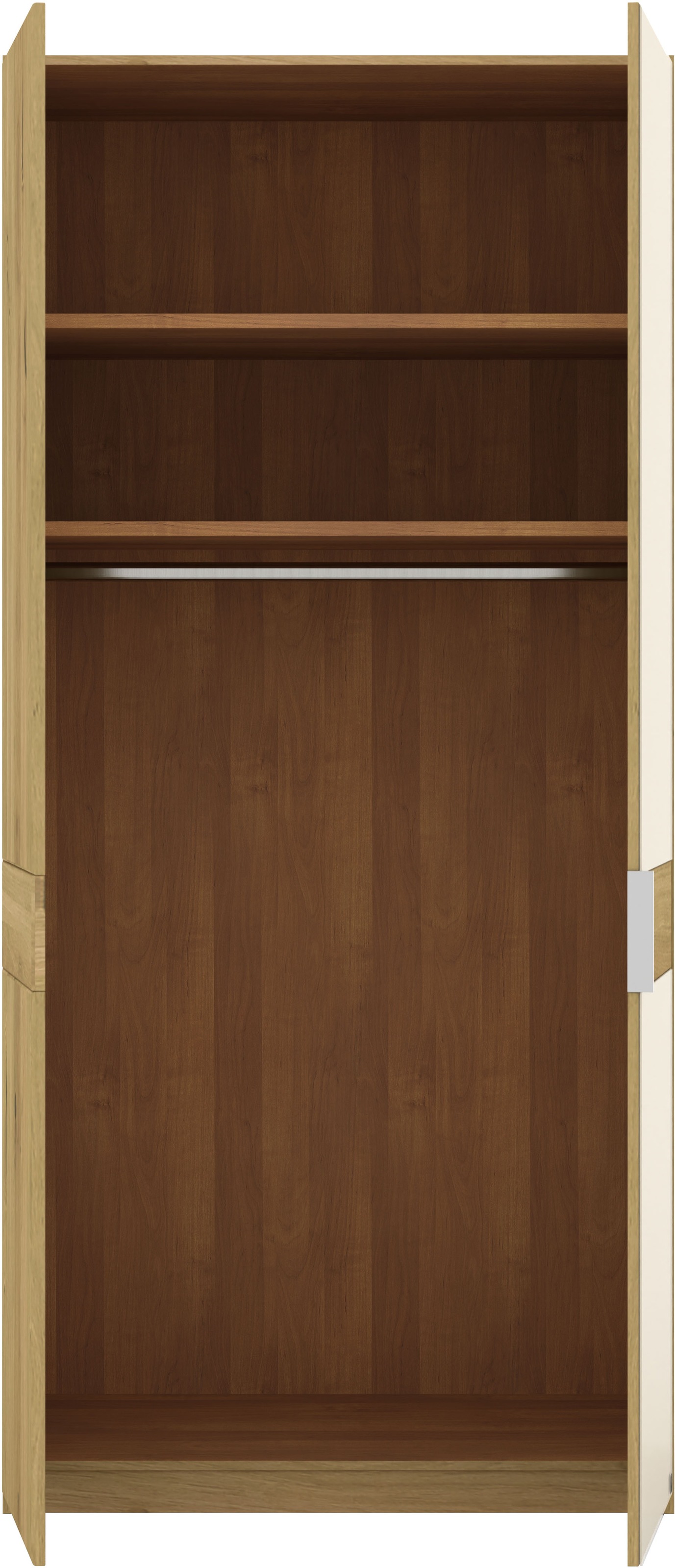 Musterring Drehtürenschrank »Savona, Kleiderschrank, Schrank, Garderobe, teilmassiv Eiche«, (mit Türdämpfern, mit Spiegel oder Glas, extra Böden, MADE IN GERMANY), Türen in Bianco-Eiche massiv, Spiegel-/Glastüren, verschiedene Größen