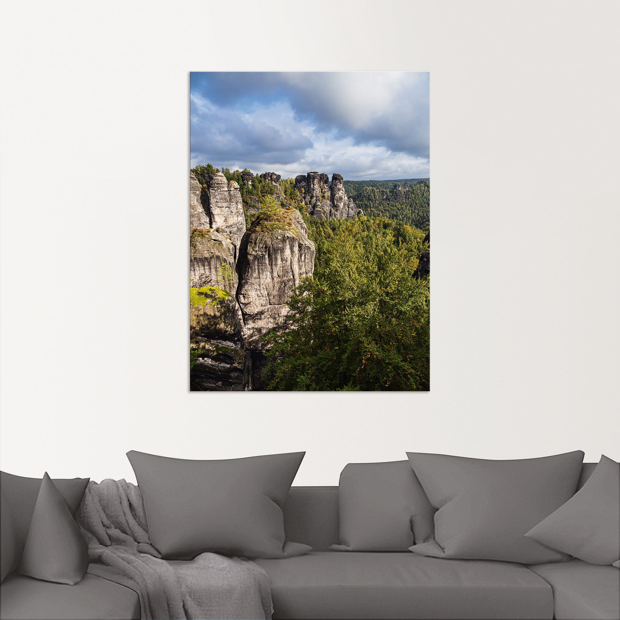 Artland Wandbild »Felsen Bäume in der Sächsische Schweiz«, Berge & Alpenbilder, (1 St.), als Alubild, Leinwandbild, Wandaufkleber oder Poster in versch. Größen
