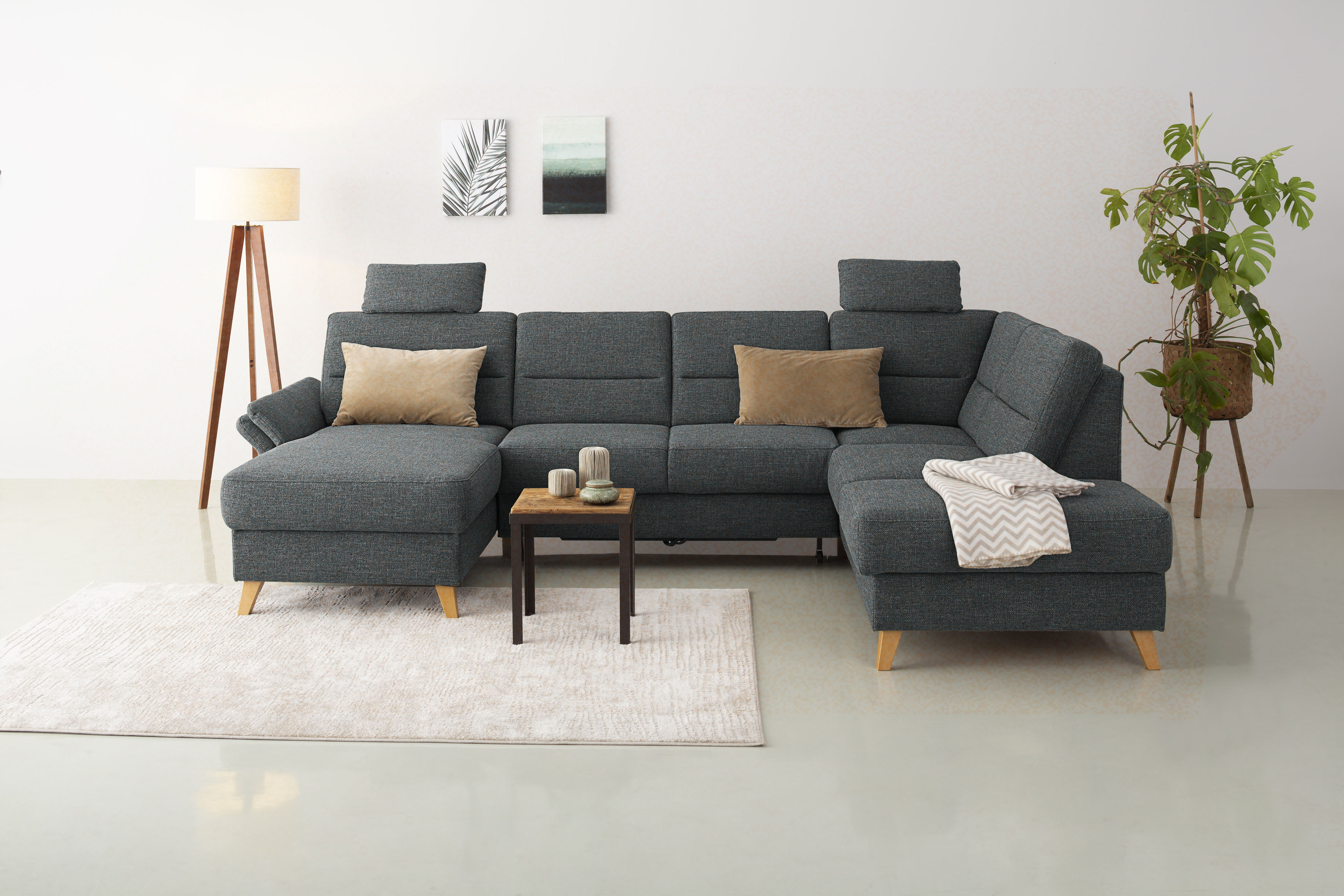 OTTO home Wohnlandschaft "Westerland U-Form" Federkern, wahlweise Schlaffunktion, Stauraum und Armlehn-Verstellung