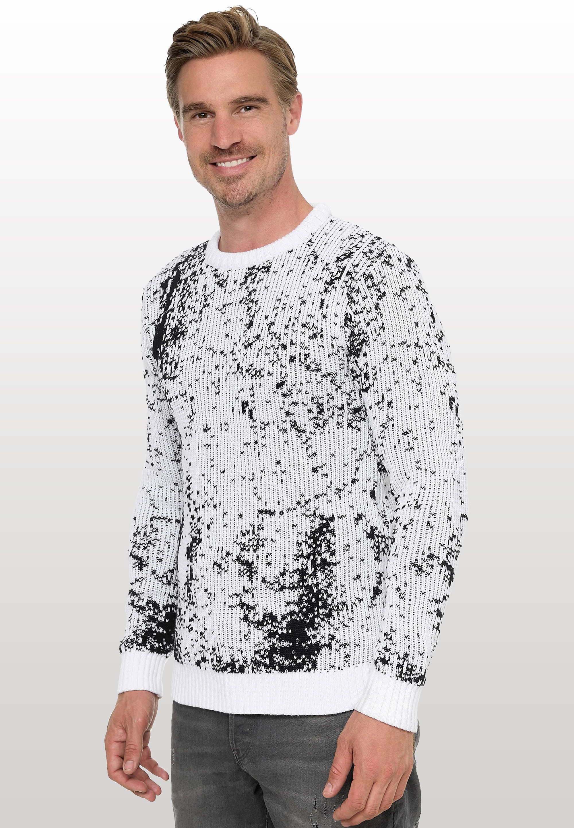 Rusty Neal Strickpullover, im angesagten zweifarbigen Design