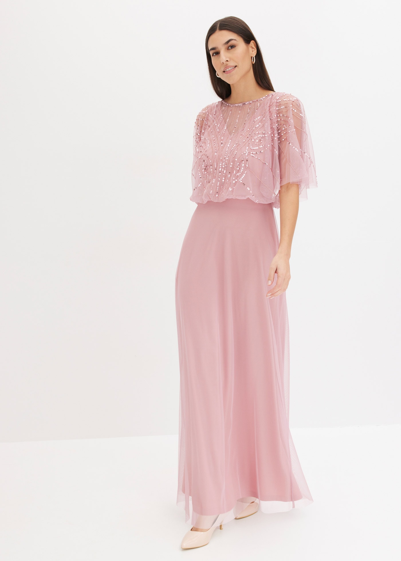 bonprix Maxikleid für Abiball, Festtage und Hochzeiten, aus feinem Tüll