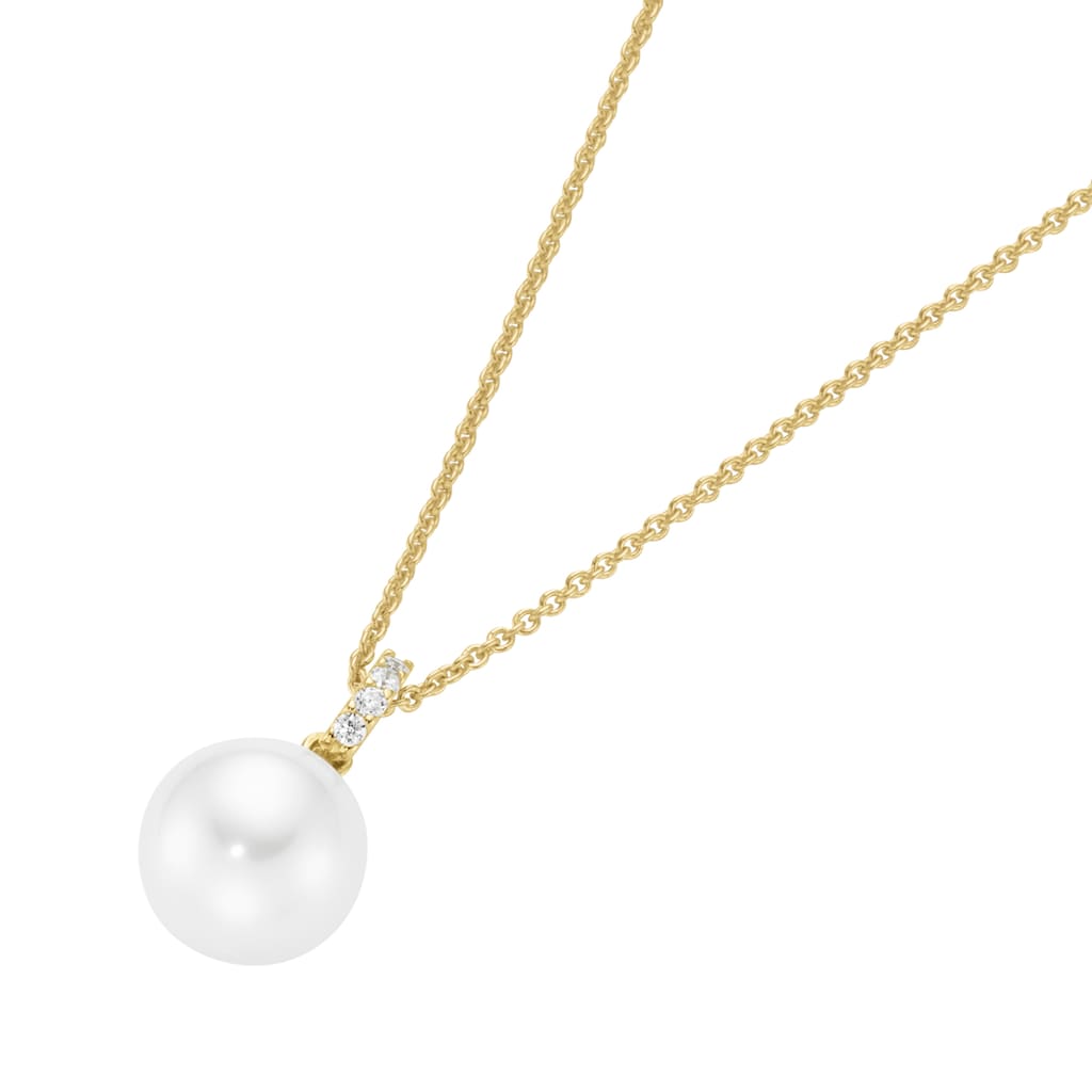 GIORGIO MARTELLO MILANO Kette mit Anhänger »mit Anhänger Zirkonia Muschelkern Perle vergoldet Silber 925« GIORGIO MARTELLO MILANO Kette mit Anhänger »mit Anhänger Zirkonia Muschelkern Perle vergoldet Silber 925«