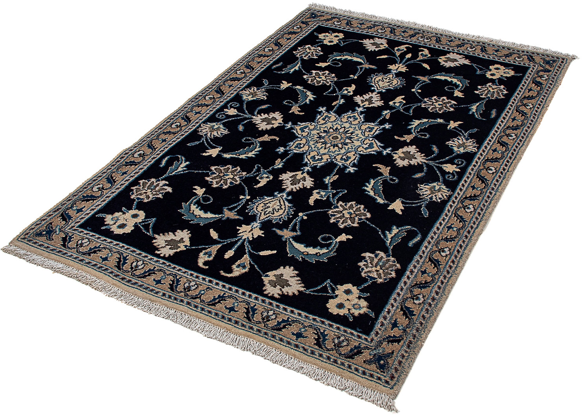 morgenland Orientteppich "Perser - Nain - Royal - 147 x 96 cm - dunkelblau", rechteckig, 10 mm Höhe, Wohnzimmer, Handgek