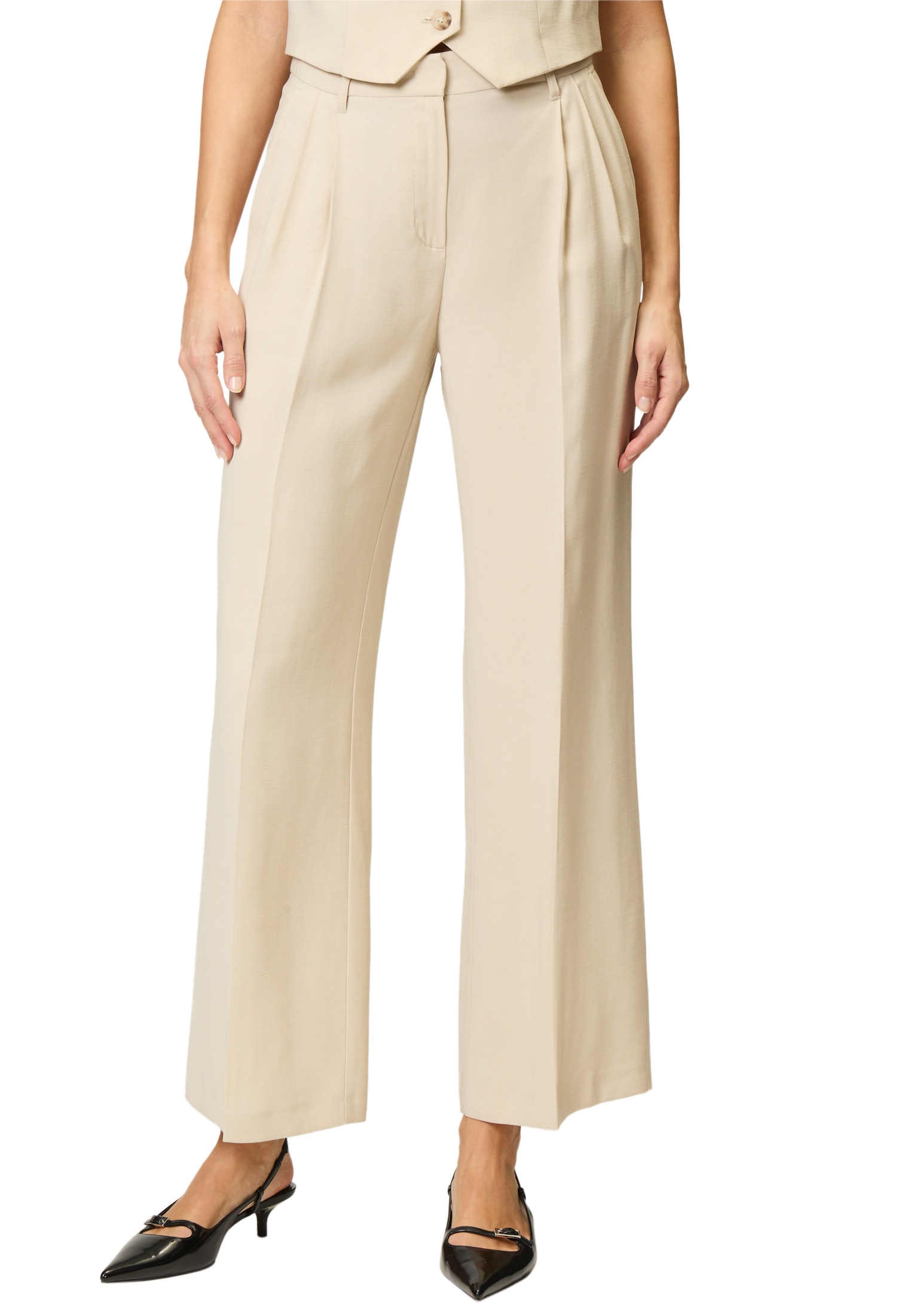 Zero Stoffhose "zero Damen Stoffhose mit Bundfalten 30 Inch", Falten günstig online kaufen