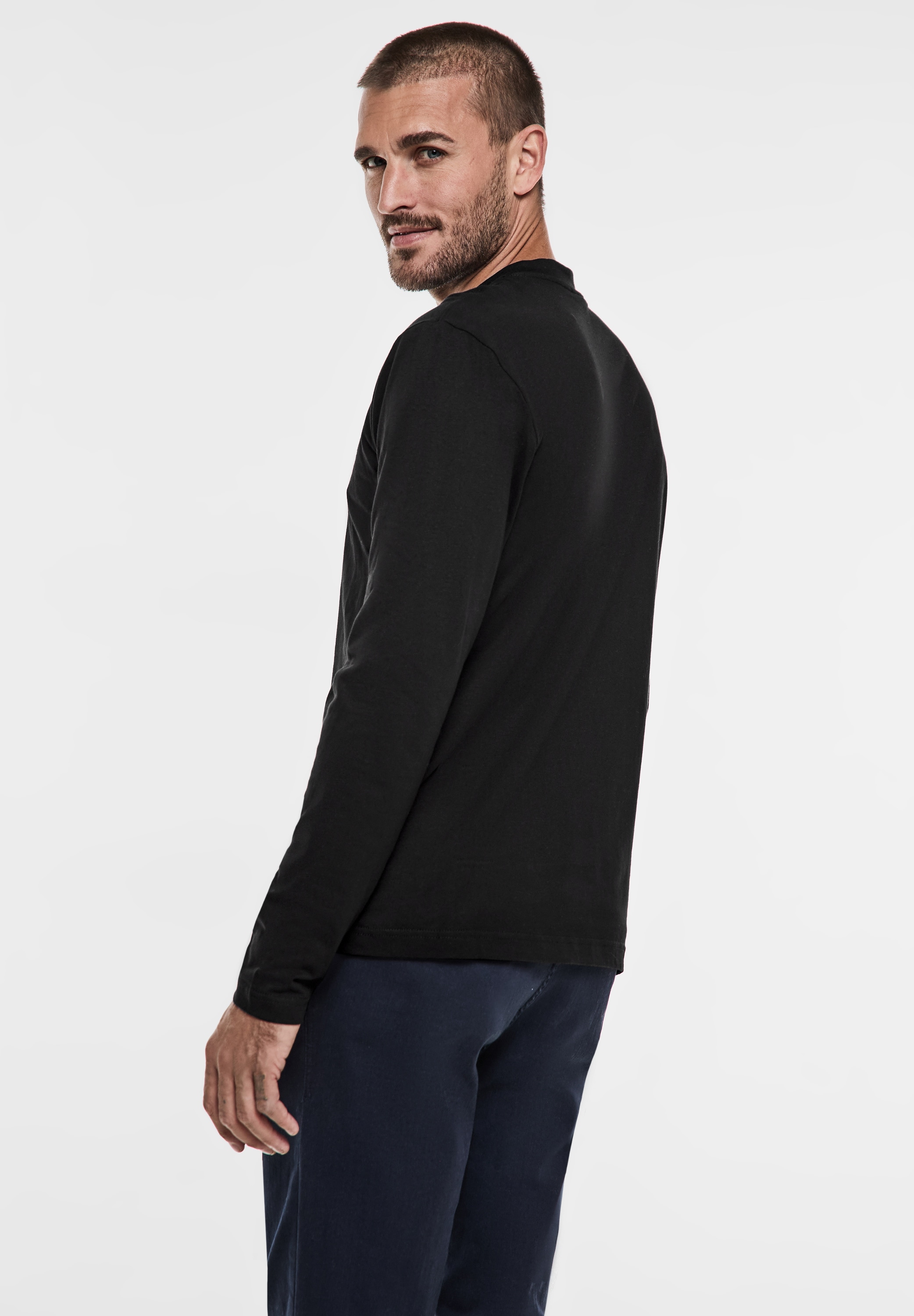 STREET ONE MEN Langarmshirt, mit Knopfleiste