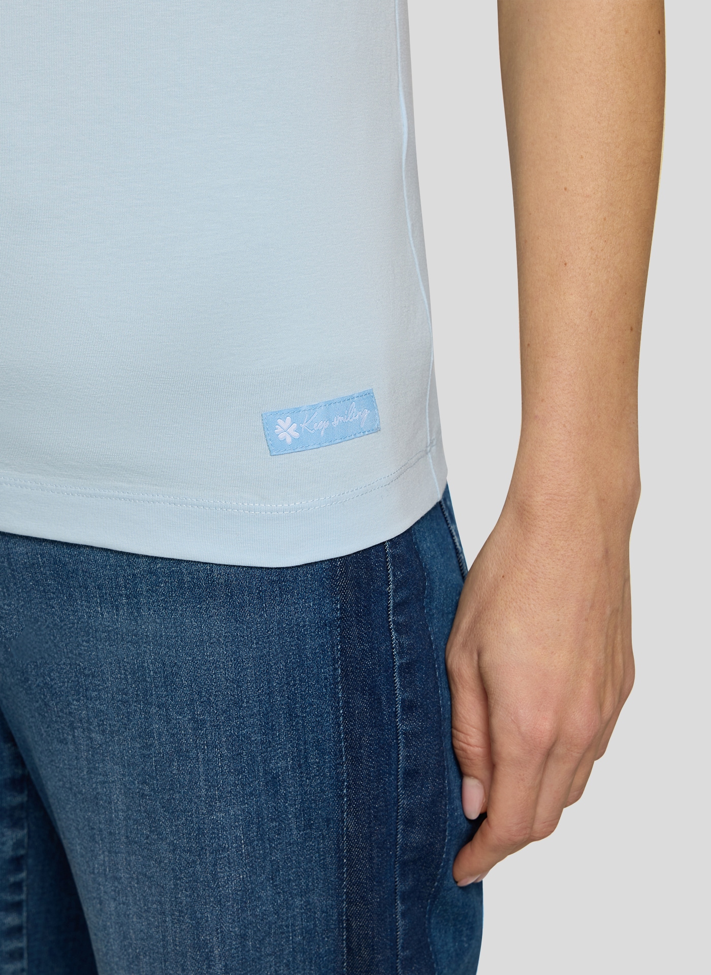 Rabe Kurzarmshirt unifarben, mit Rundhals