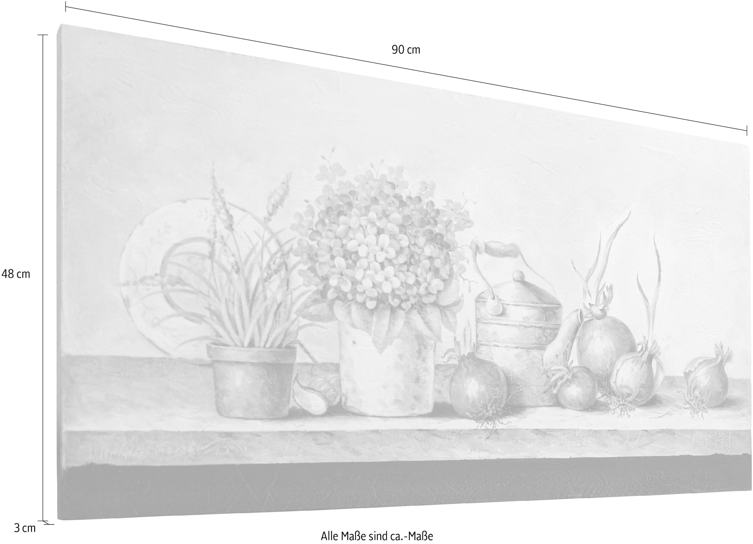 Myflair Möbel & Accessoires Wandbild »Kate«, Wanddeko, Motiv Blumen & Früchte, 90x48 cm, Wohnzimmer
