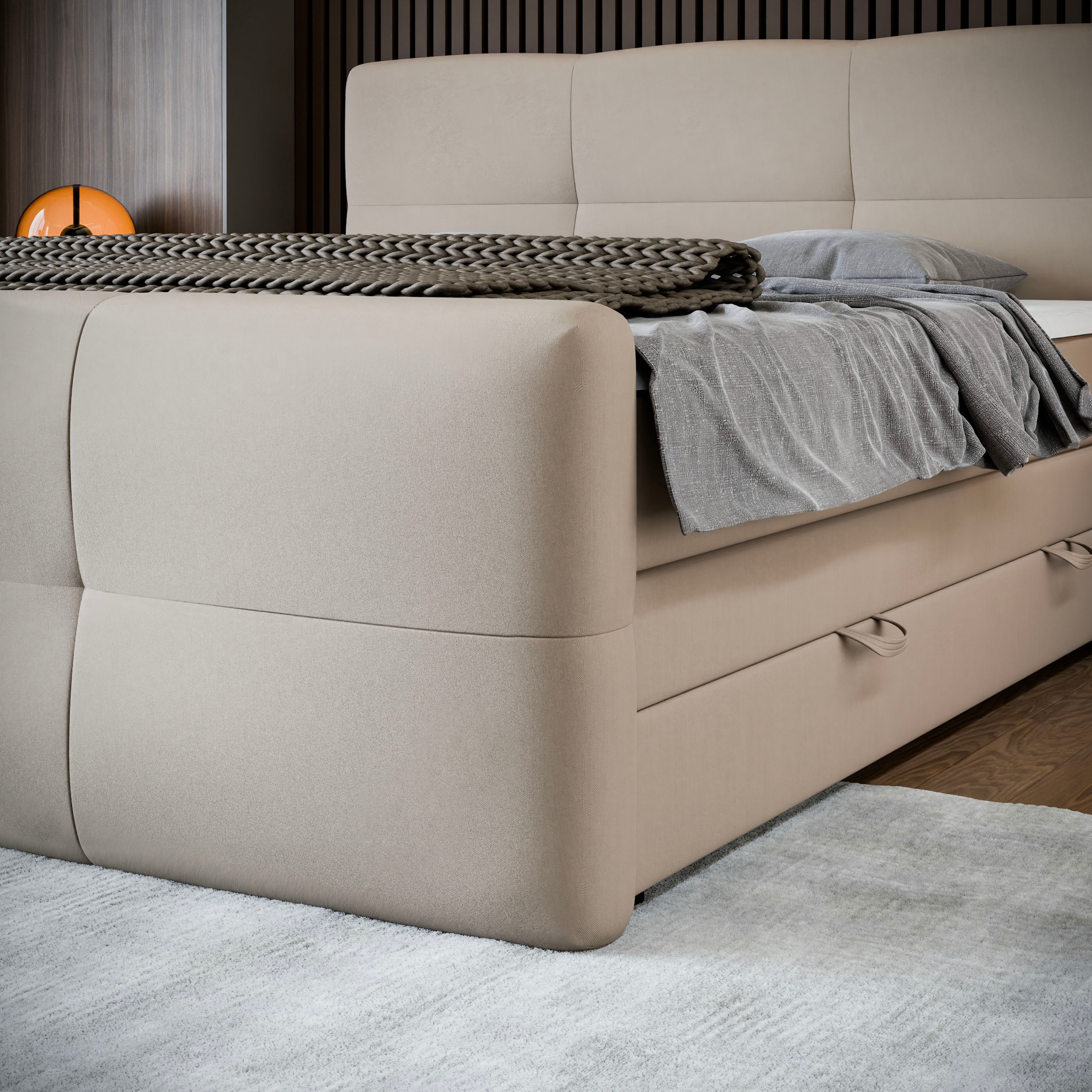 FORTE Boxspringbett »STAR erhältlich in den Breiten 140cm, 160cm & 180cm, inkl. Bettkasten« inkl. Fußteil, erhältlich in verschiedenen Farben