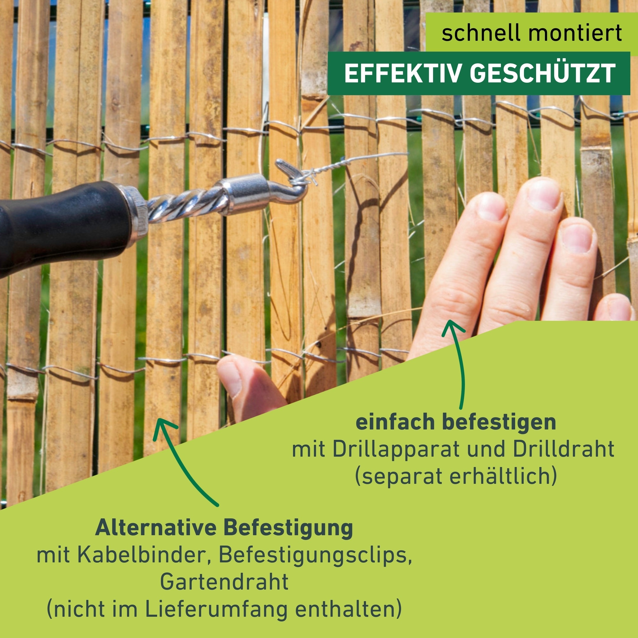 Windhager Sichtschutzzaunmatten natürlicher Sicht- und Windschutz für Balkon und Terrasse, L: 3 m