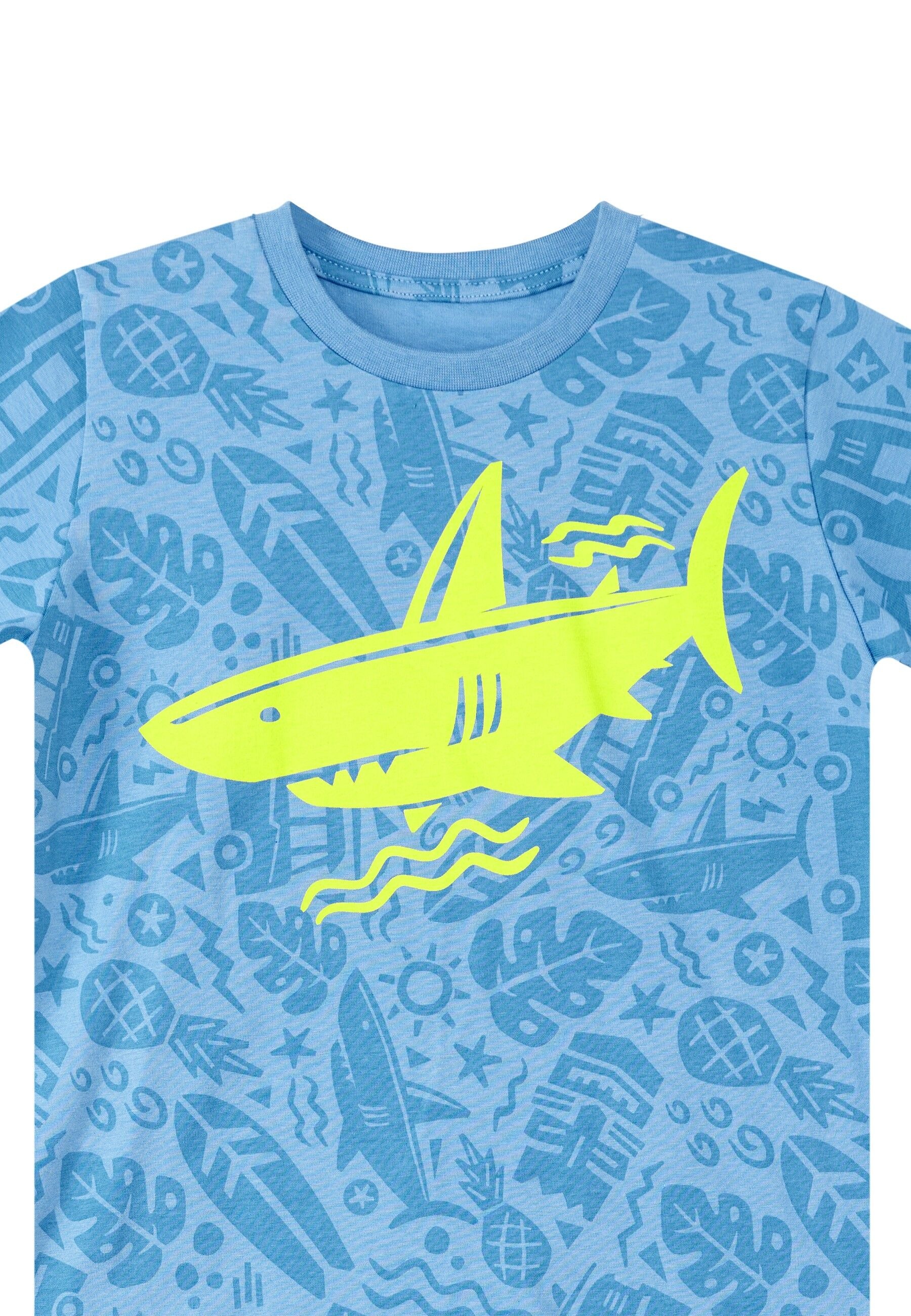 Denokids Hausanzug »Shark Sea«, (2 tlg.), mit Allover-Tropenmuster-Print