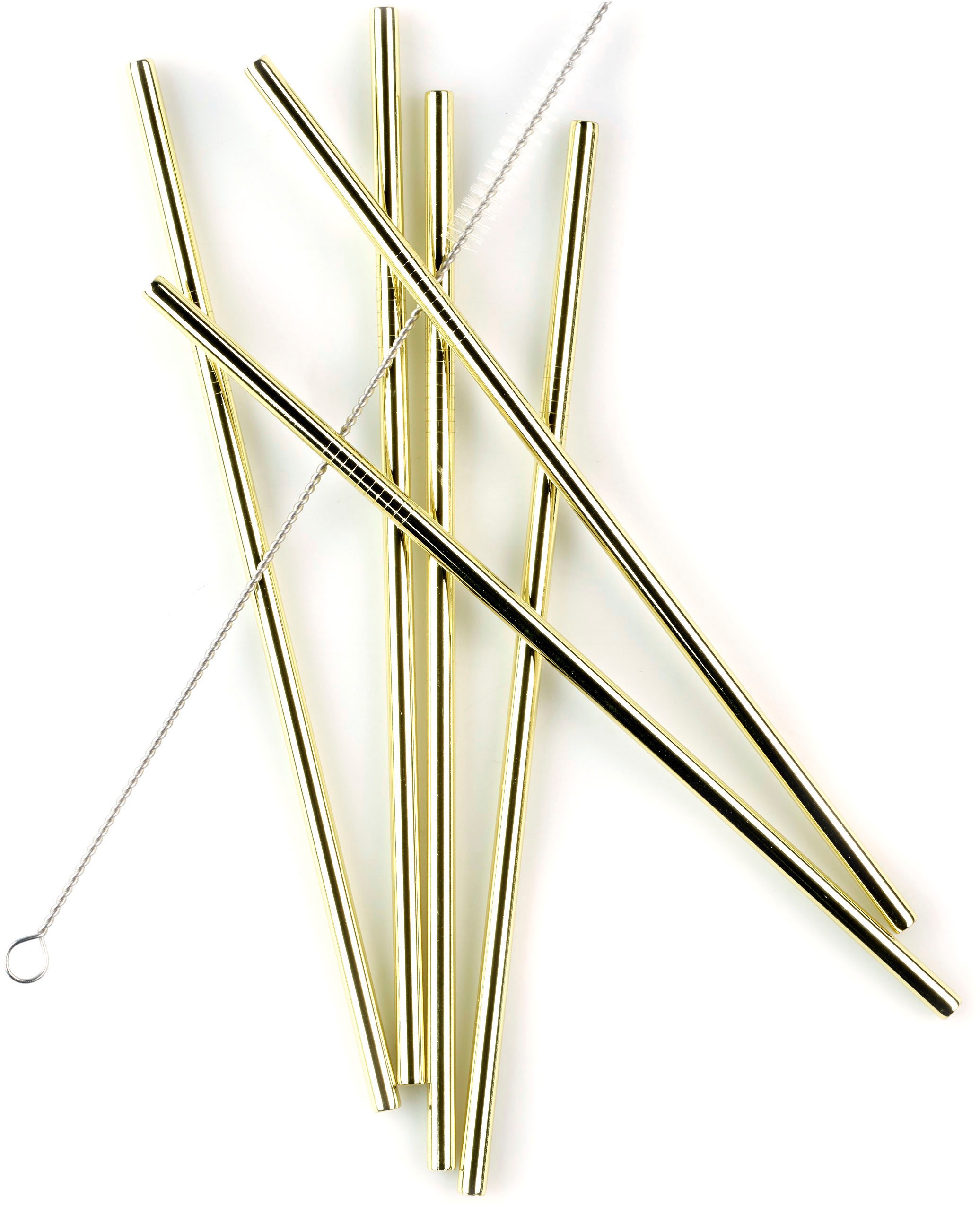 ECHTWERK Trinkhalme, (Set, 6 tlg.), Strohhalm-Set, Cocktail Zubehör, Edelstahl, inkl. Reinigungsbürste