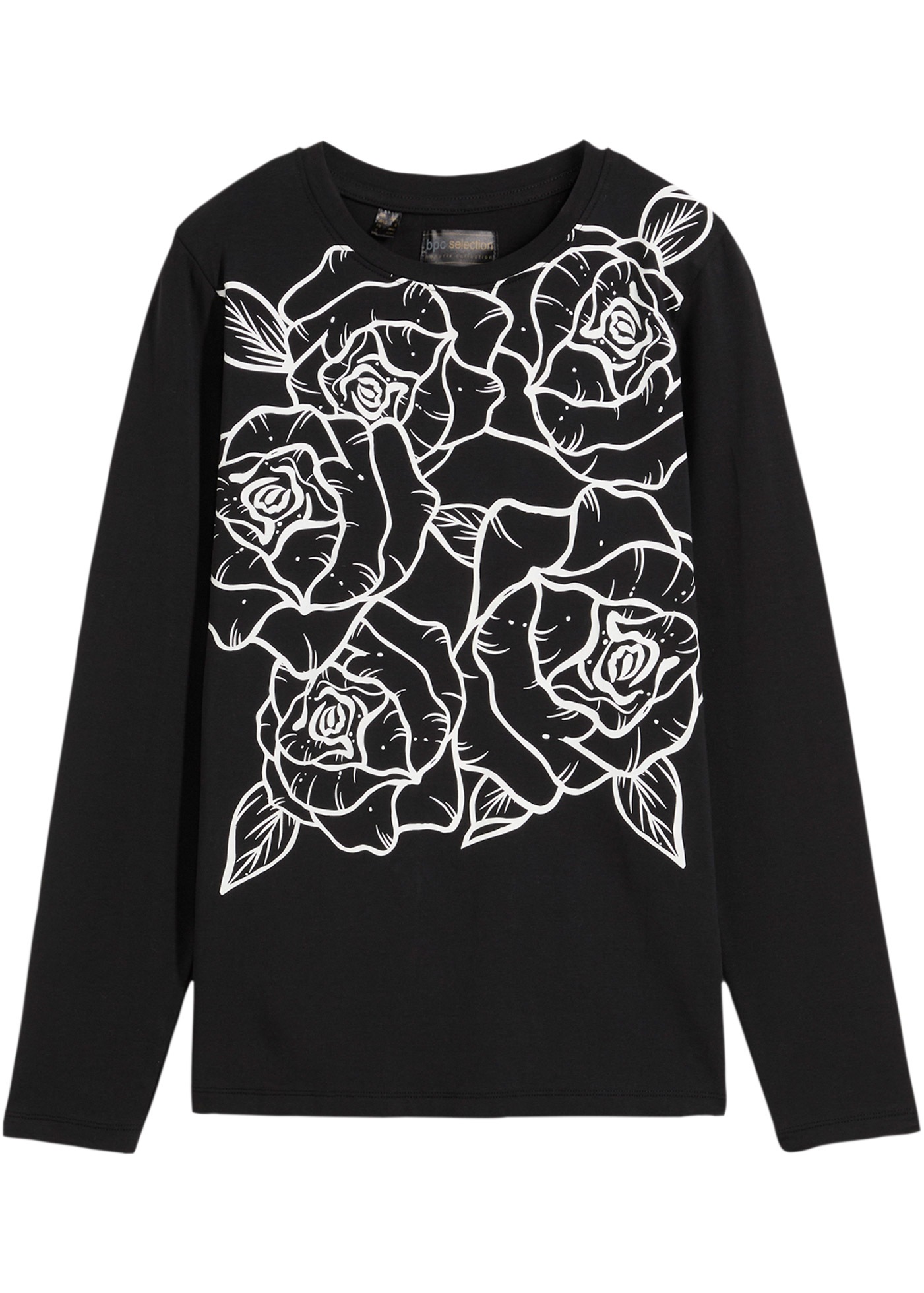 bonprix Langarmshirt »Langarmshirt mit Rosendruck« Langarmshirt mit Rosendruck und Rundhalsauschnitt