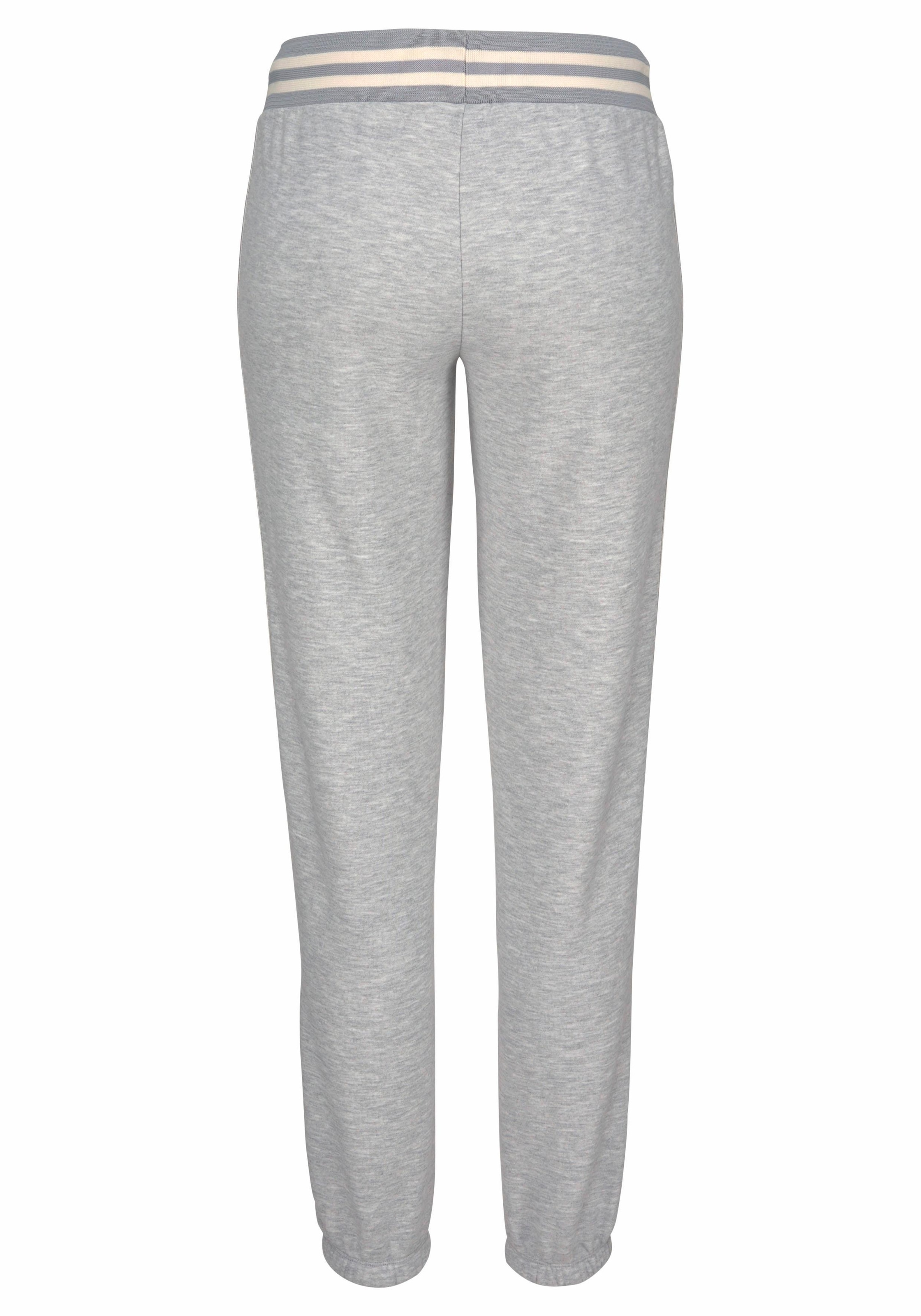 Bench. Relaxhose, mit gestreiftem Bund und Glanzprint, Loungewear, Loungeanzug