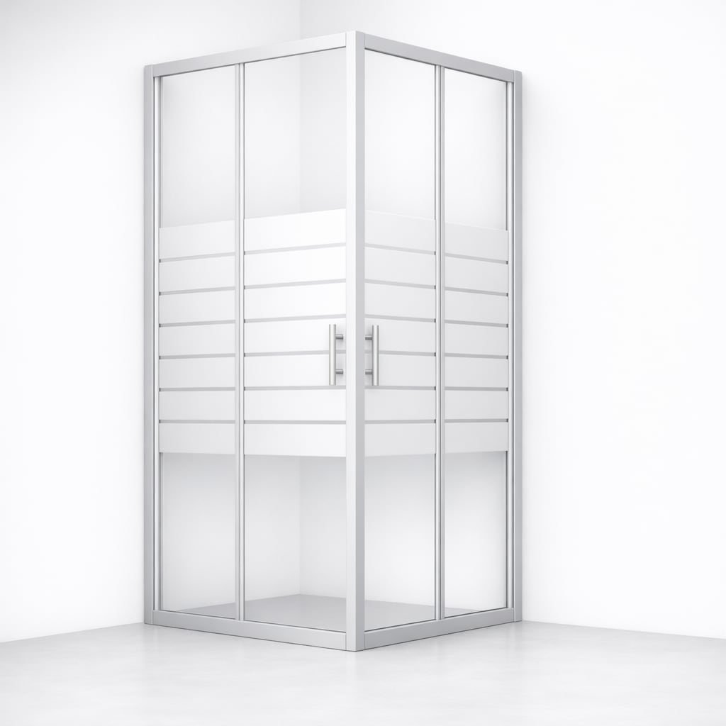 welltime Eckdusche "New Trento mit Streifendekor" Extrahohe 195cm, 6mm ESG, verbessertes Rollensystem, Streifendekor