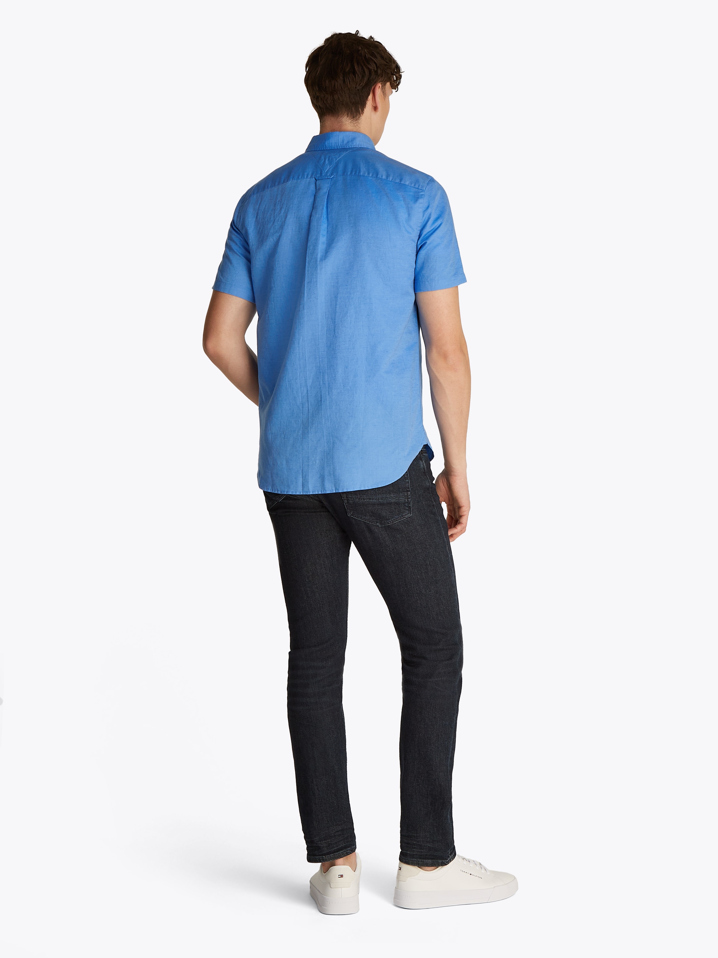 Tommy Hilfiger Kurzarmhemd »LINEN BLEND SOLID SS RF SHIRT«, mit Button-down-Kragen