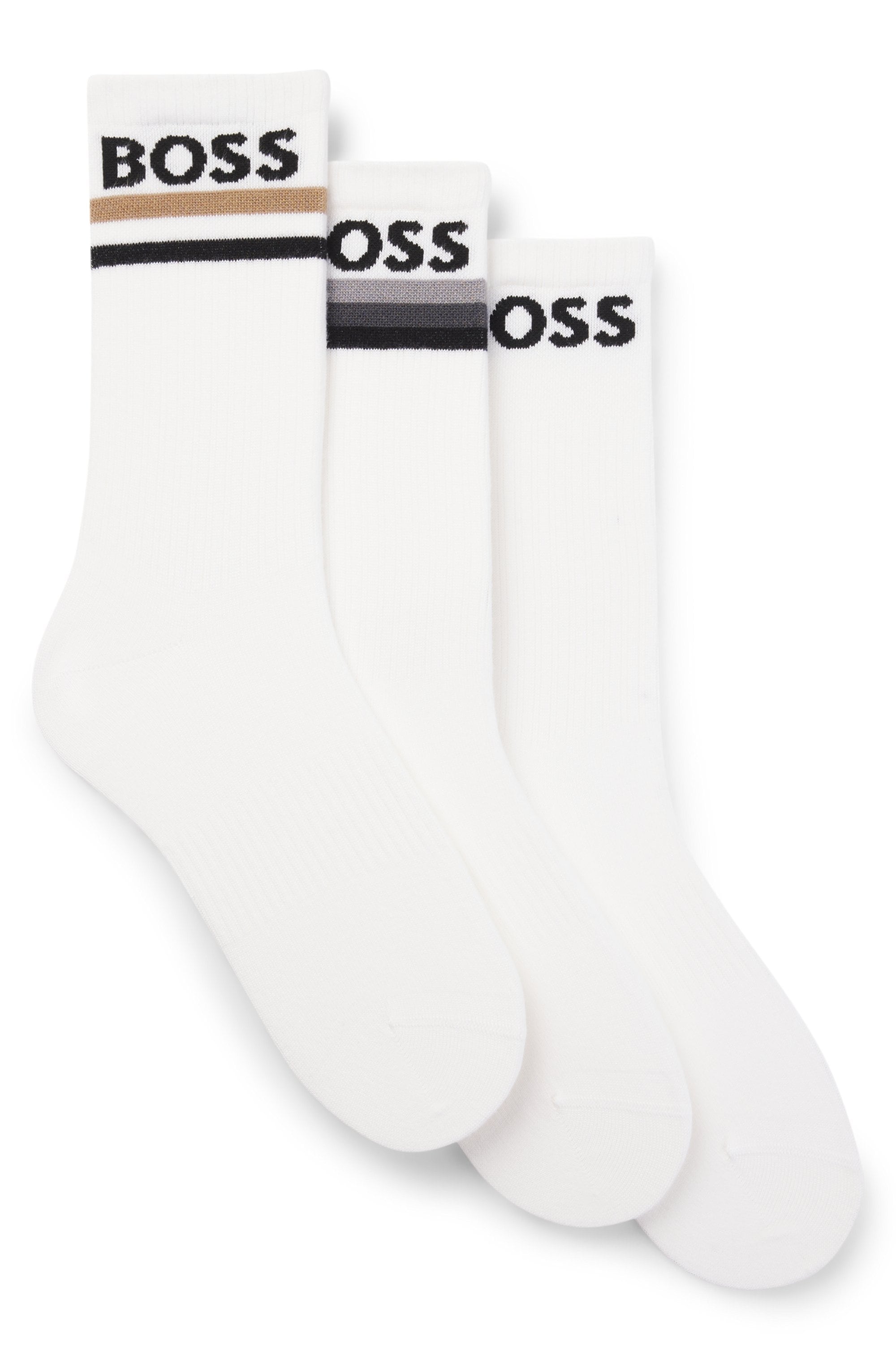 BOSS Basicsocken "3PQS PiquetStripe VI" 3 Paar tlg. aus Bambus-Mix mit Logos