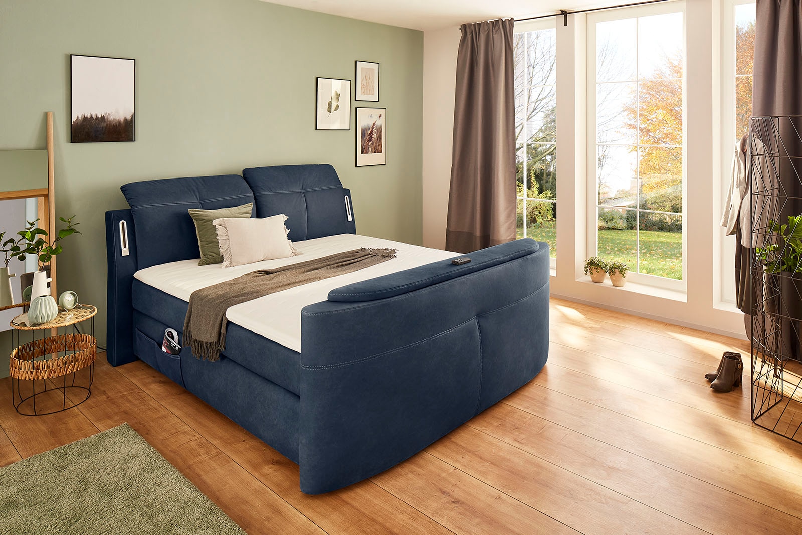 Jockenhöfer Gruppe Boxspringbett "MOVIESTAR, mit Taschenfederkernmatratze H3-H4, inkl. LED-Beleuchtung" wahlweise Strukturstoff-Bezug oder Microfaser-Bezug, 180x200cm