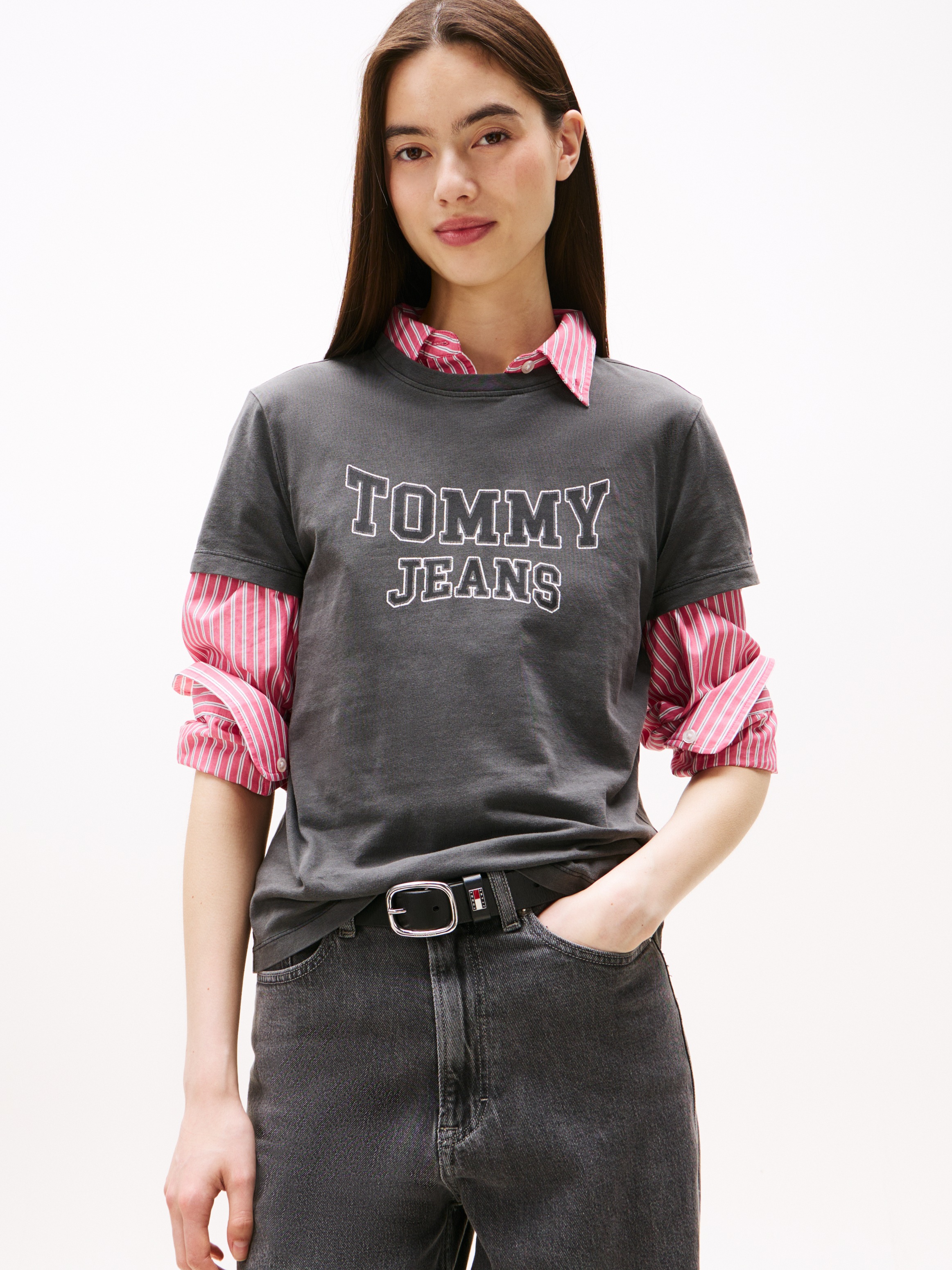 Tommy Jeans Kurzarmshirt "TJW REG VARSITY TEE EXT" Baumwolle, Logo Print günstig online kaufen