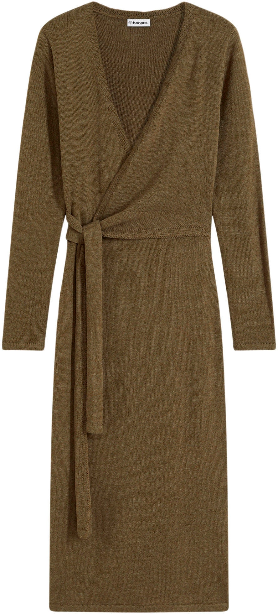 bonprix Strickkleid »Midi-Strickkleid« mit modernem Wickel-Design, aus Polyacryl und Polyester
