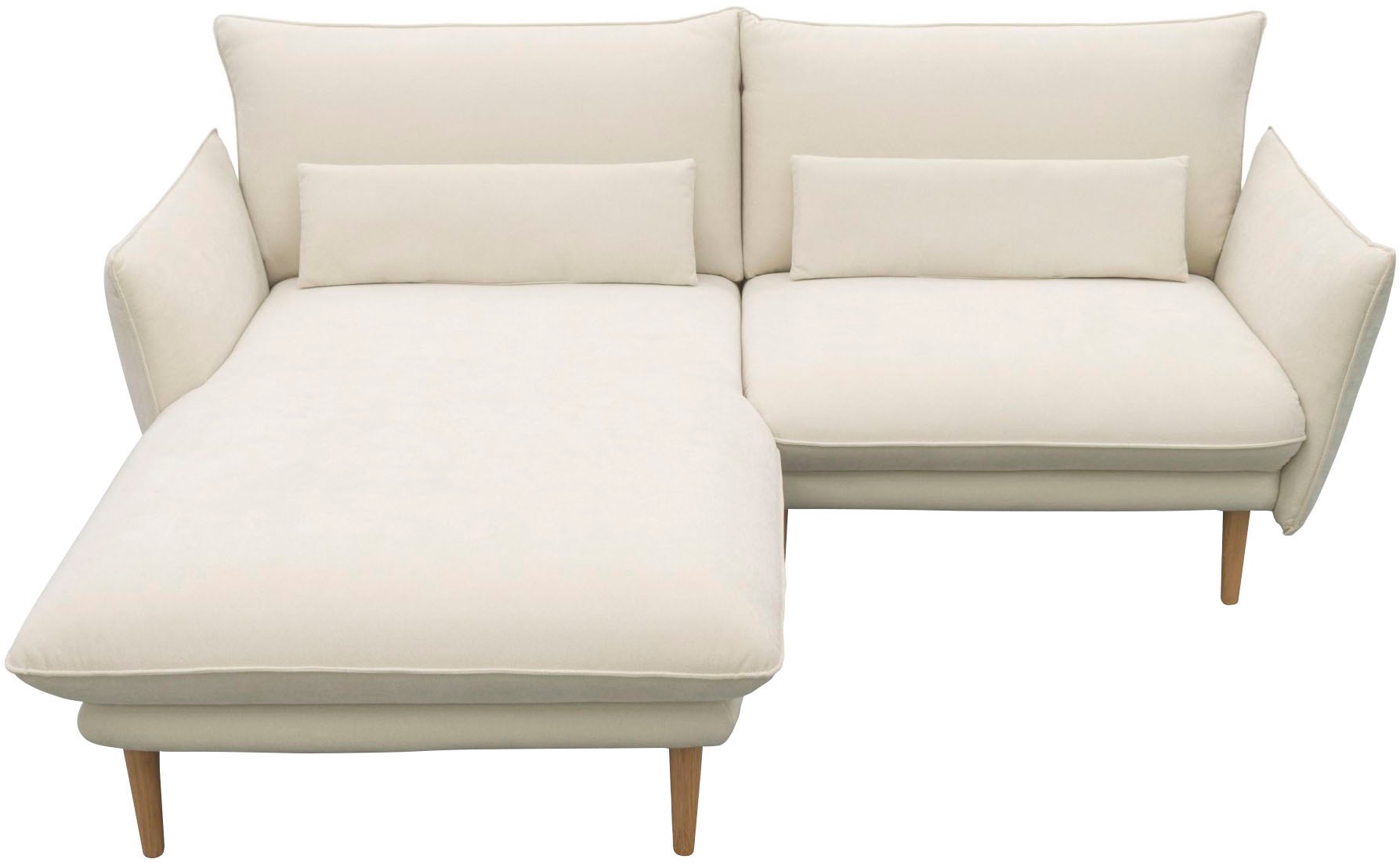 DOMO collection Ecksofa »100 032 kompakte Stellmaße, Breite 200cm, schmale Armlehnen, L-Form«, bodenfrei, 19cm hohe Holzfüße