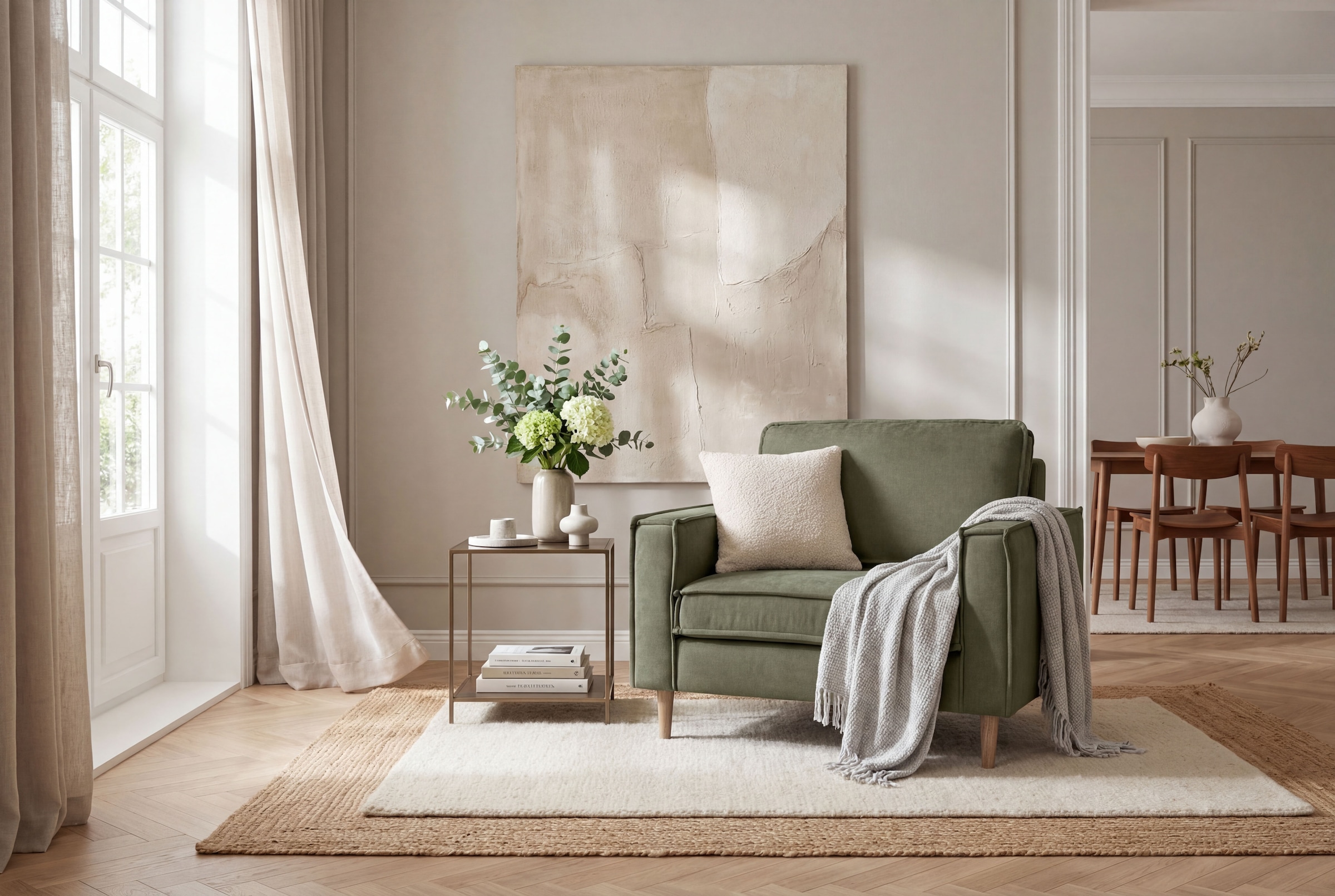 OTTO home Loveseat "Pinto Skandi 105 cm, Chenille, Struktur" mit Keder, Massivholzfüße Eiche geräuchert