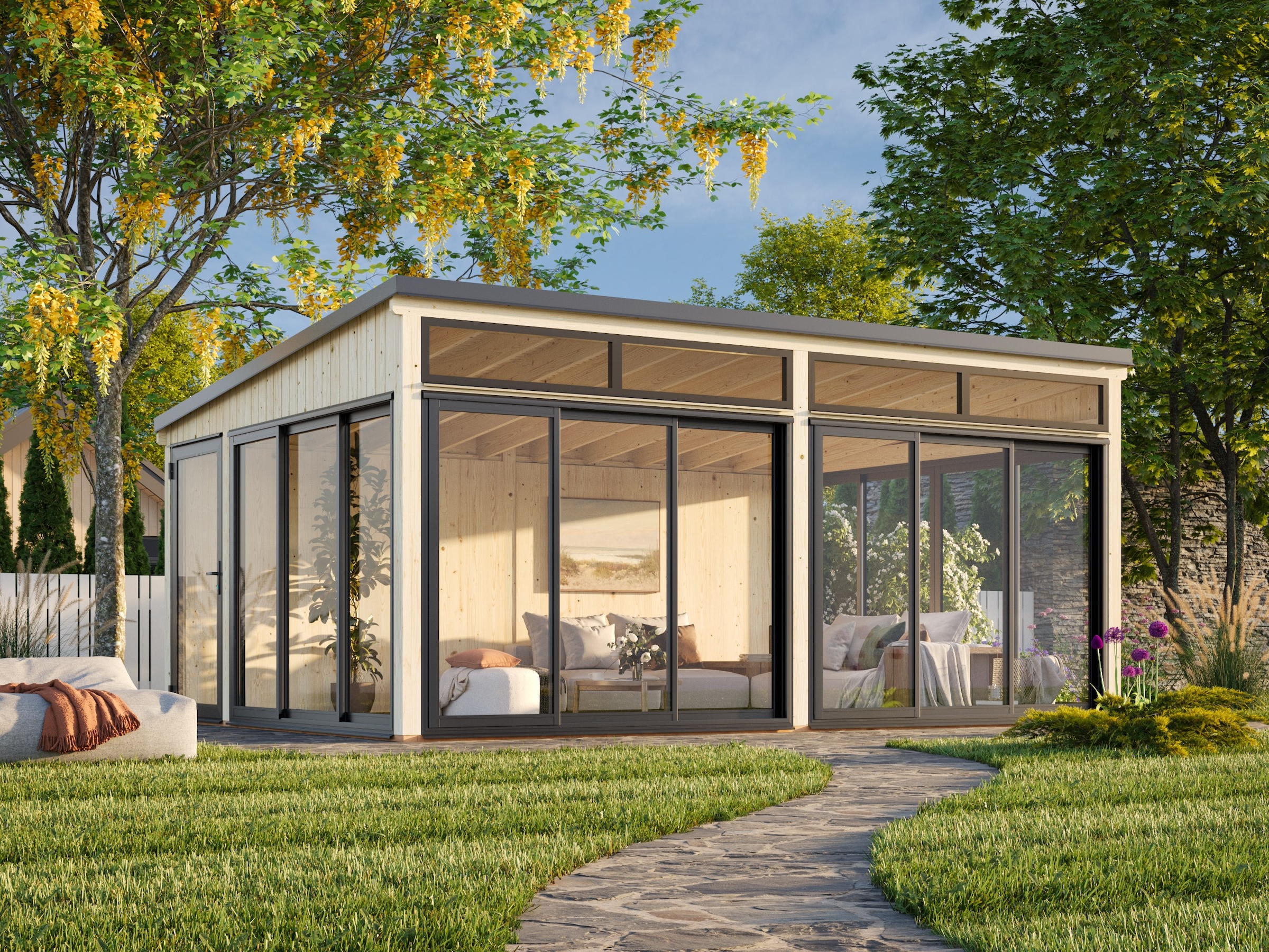 Palmako Holzpavillon »Saga 23,3 m² Slide« BxTxH: 592x430x276 cm