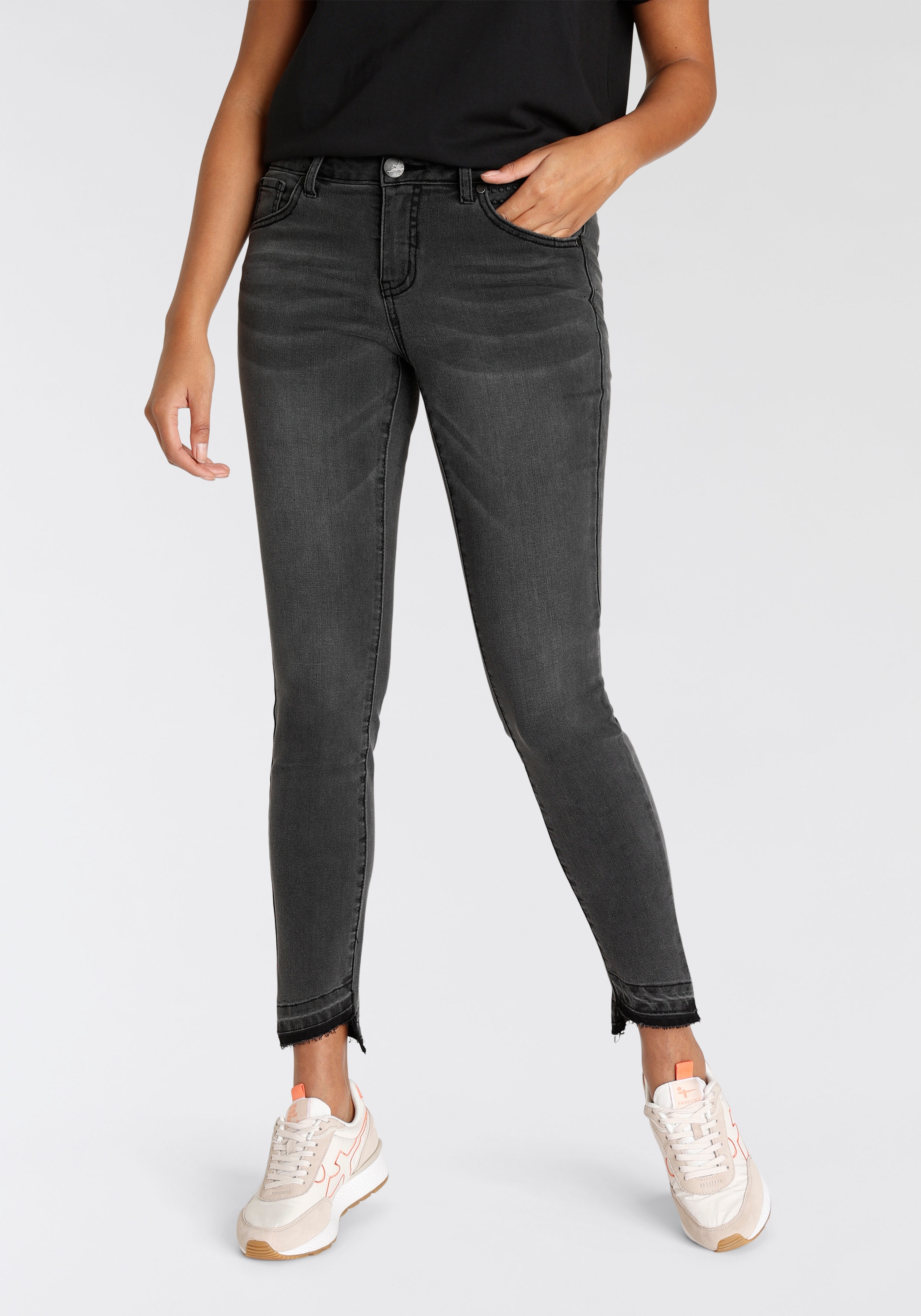 Arizona Skinny-fit-Jeans, Mit Kontrastsaum kaufen | BAUR