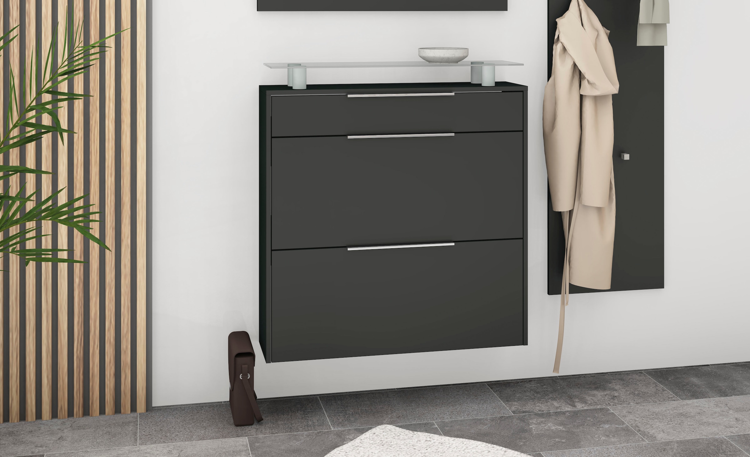 borchardt Möbel Schuhschrank »Oliva«, Breite 89 cm, hängend, mit 2 Doppeltrommel und 1 Schubkasten