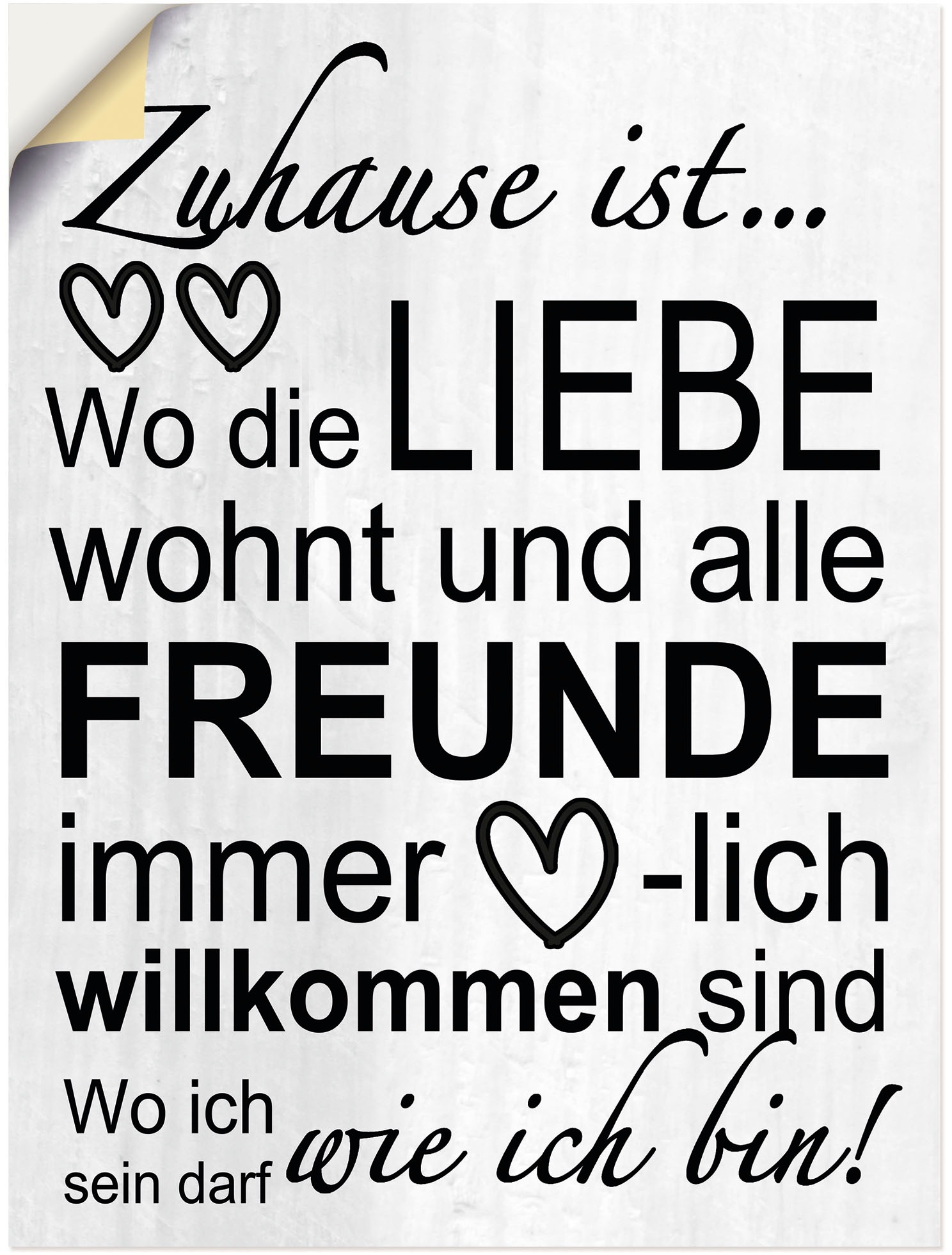 Artland Wandbild "Wo die Liebe wohnt", Sprüche & Texte, (1 St.), als Alubil günstig online kaufen