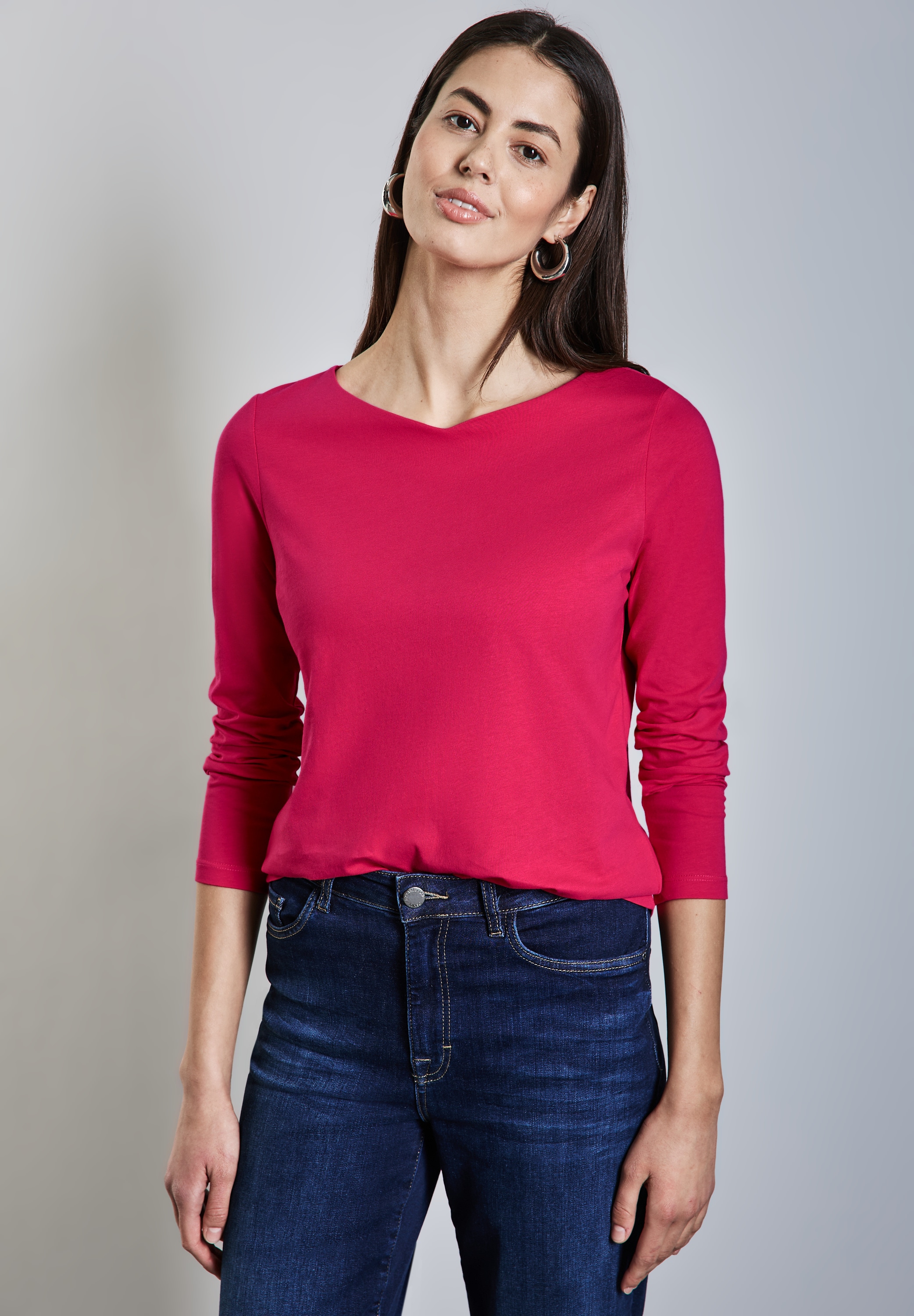 STREET ONE Langarmshirt, aus reiner Baumwolle