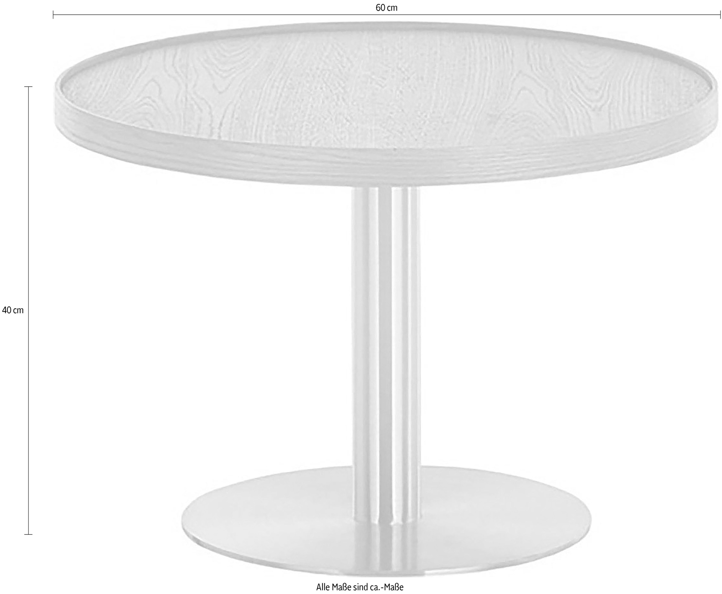 MCA furniture Couchtisch »MONTEVERDE«, Eiche furniert, Säule Ø 60 mm, Bodenplatte Ø 370 mm, belastbar 20 kg