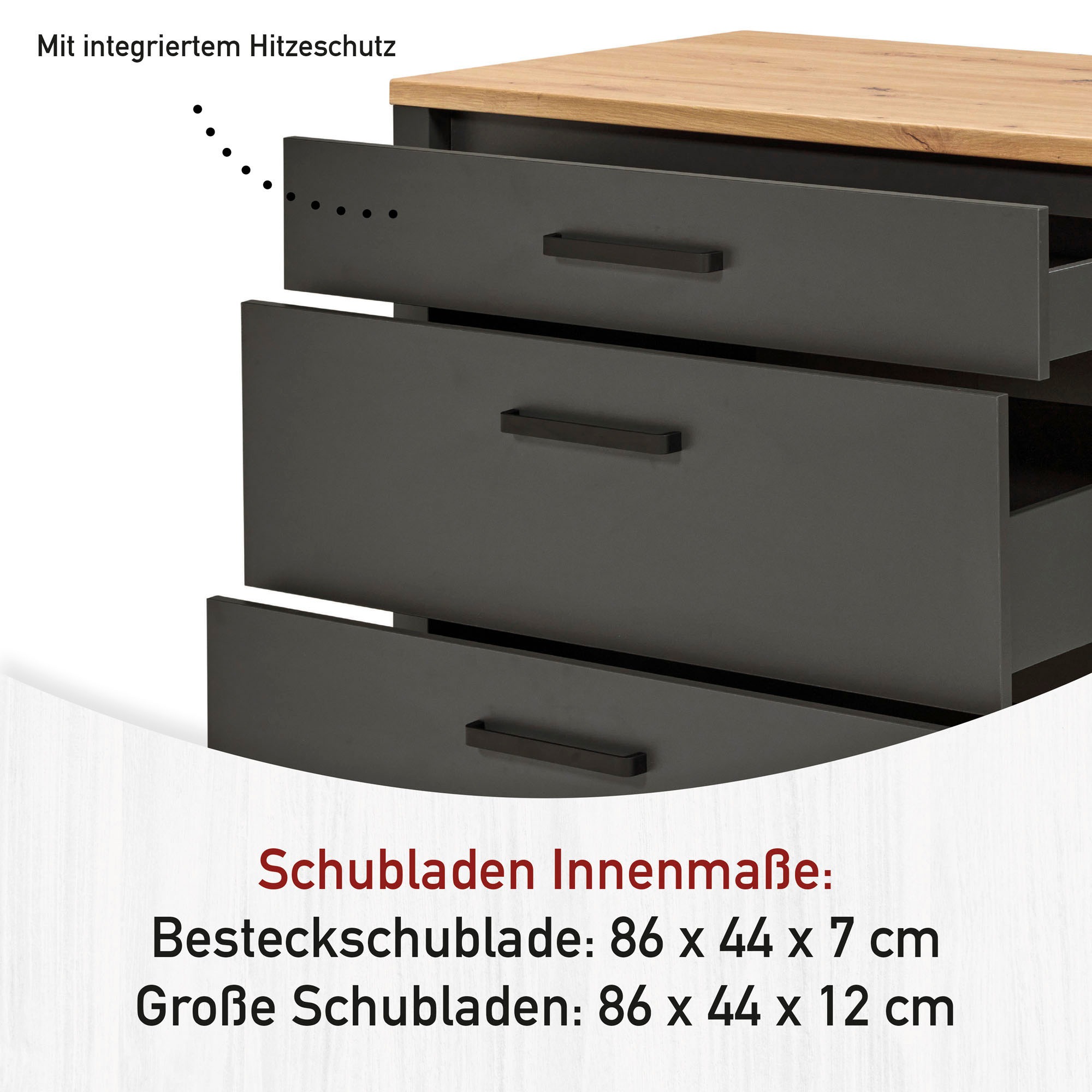 Inter Link Küchenzeile »Carbona, Einbauküche, Küchenblock, Küchenmodul, Kompaktküche« Ohne E-Geräte für Spülmaschine Kochfeld Backofen Kühlschrank B: 430 cm