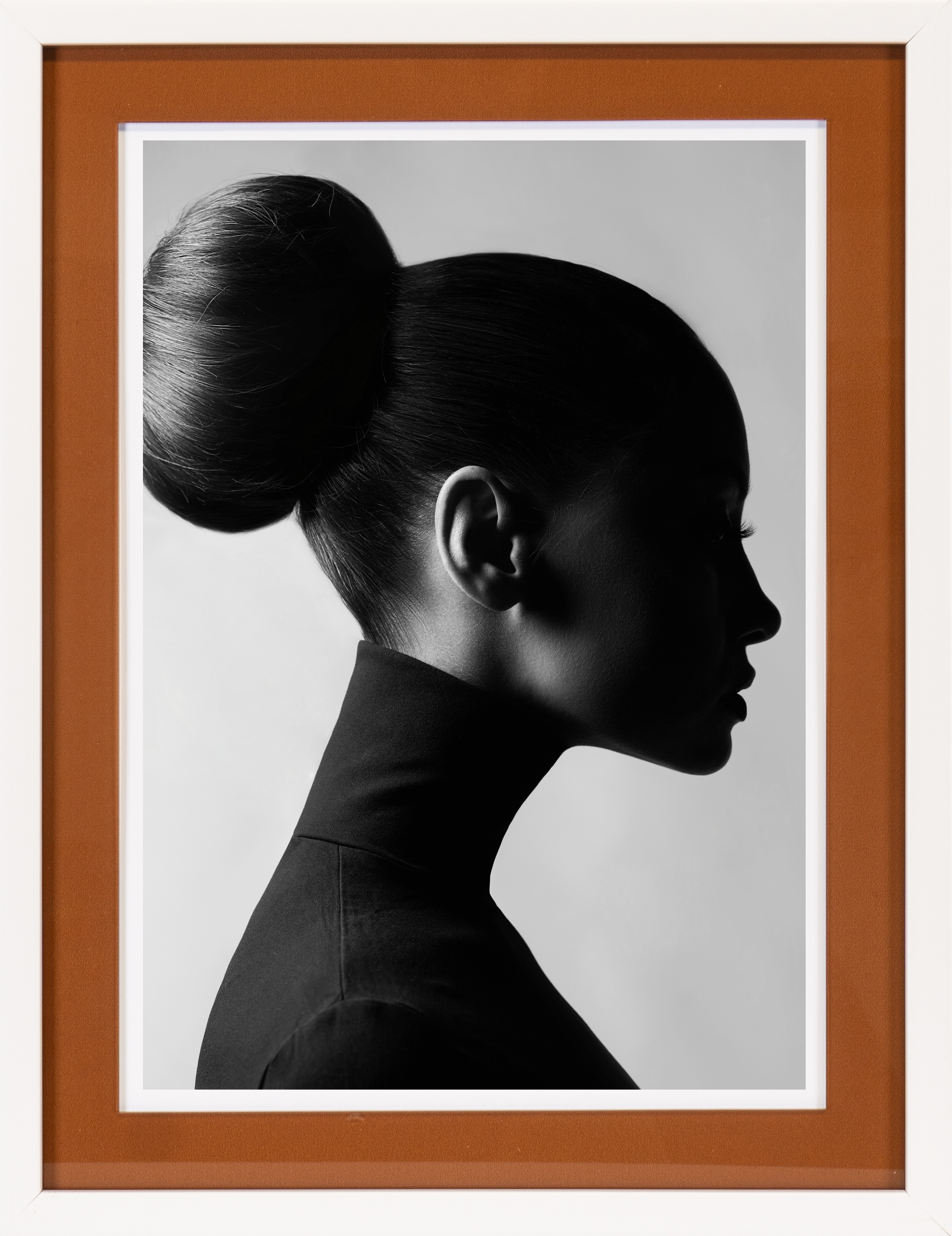 queence Bild mit Rahmen »Frau im Profil schwarz weiß«, Bilder von Frauen-Frau-Schwarz-Weiß, (1 St.), Poster mit buntem Acrylglas Passepartout