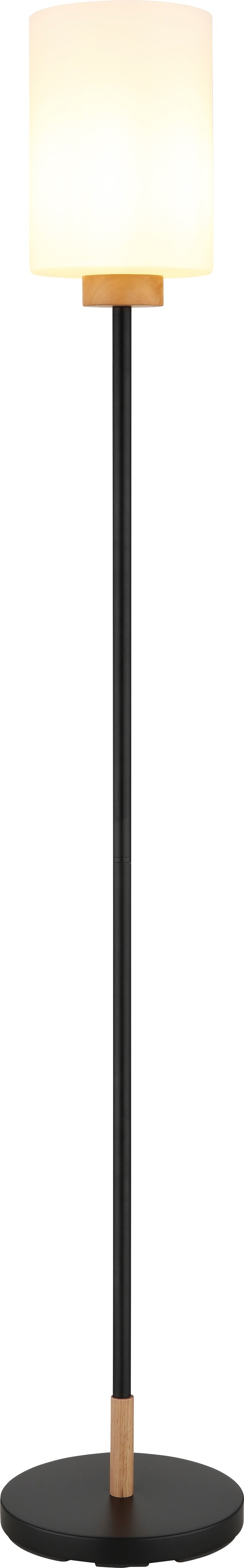 GLOBO LIGHTING Stehlampe »ROWENA« E27 1 Stk. Stehleuchte schwarz & Holz, Fußschalter, warmes Licht, elegant