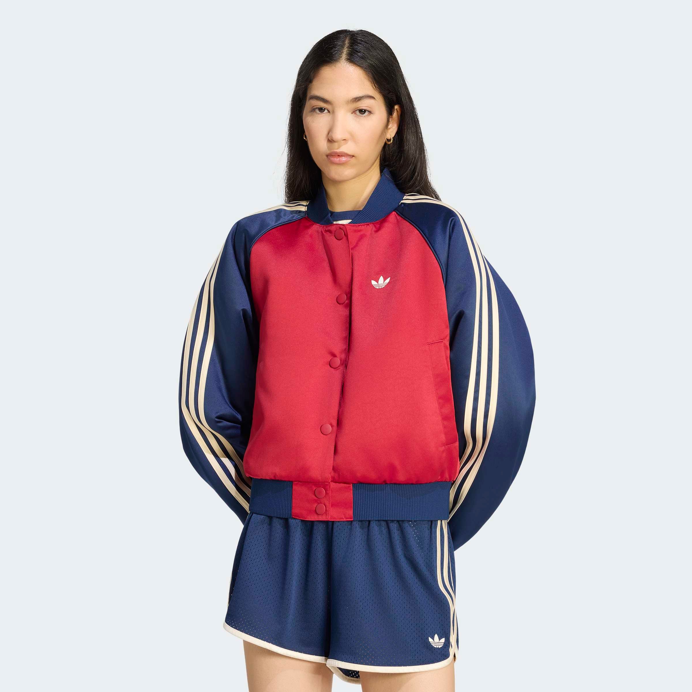 Damen Outdoorjacke "SATIN SST", rot, Gr. XL, ADIDAS ORIGINALS, Obermaterial: 100% Polyester, Jacken, für Erwachsene, mit Gummizug als Verschluss
